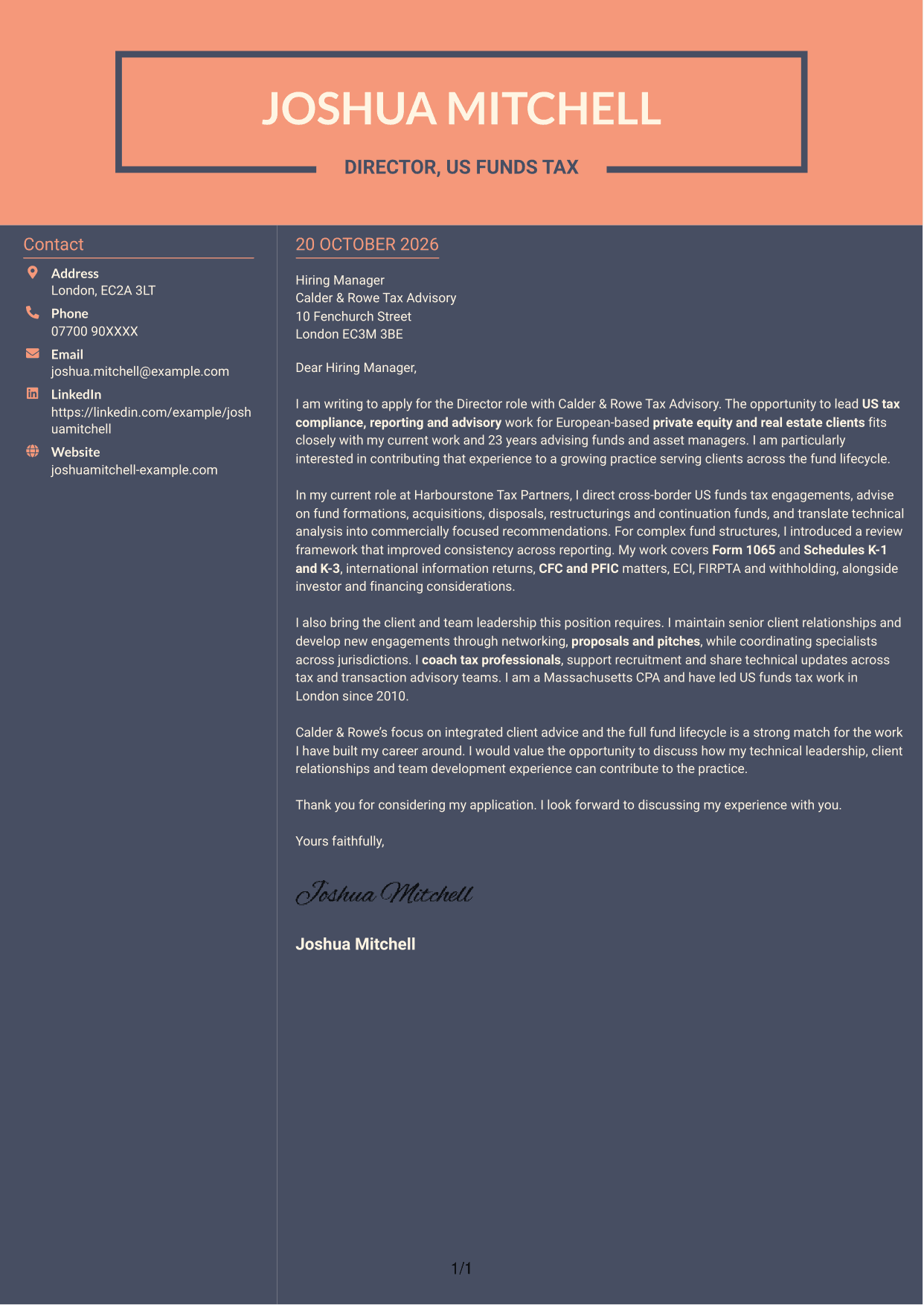 Cover letter example — page 1
