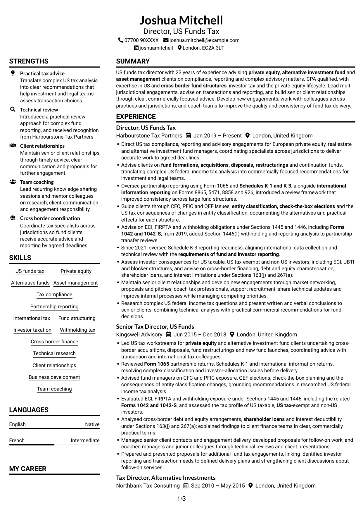 CV example — page 1