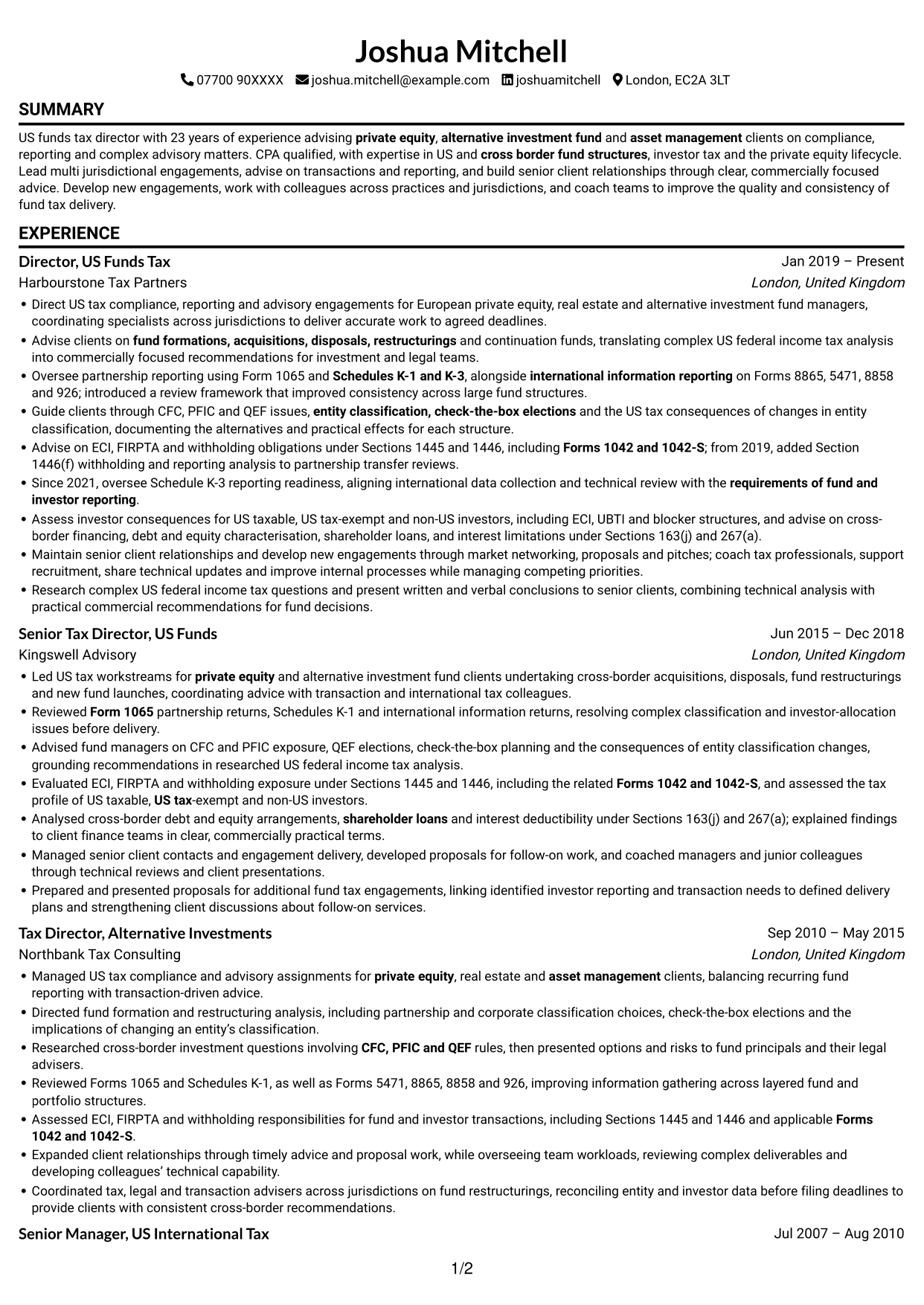 CV example — page 1