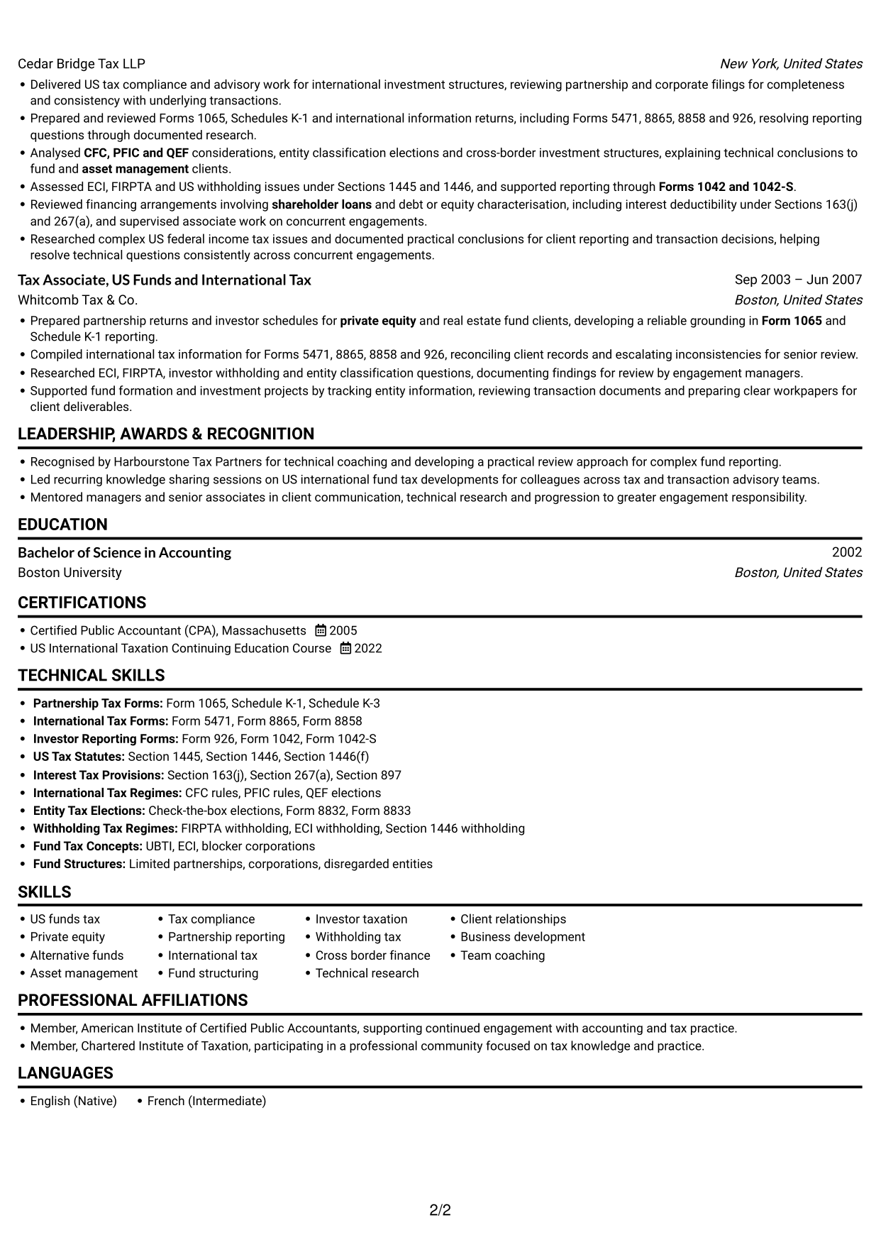 CV example — page 2