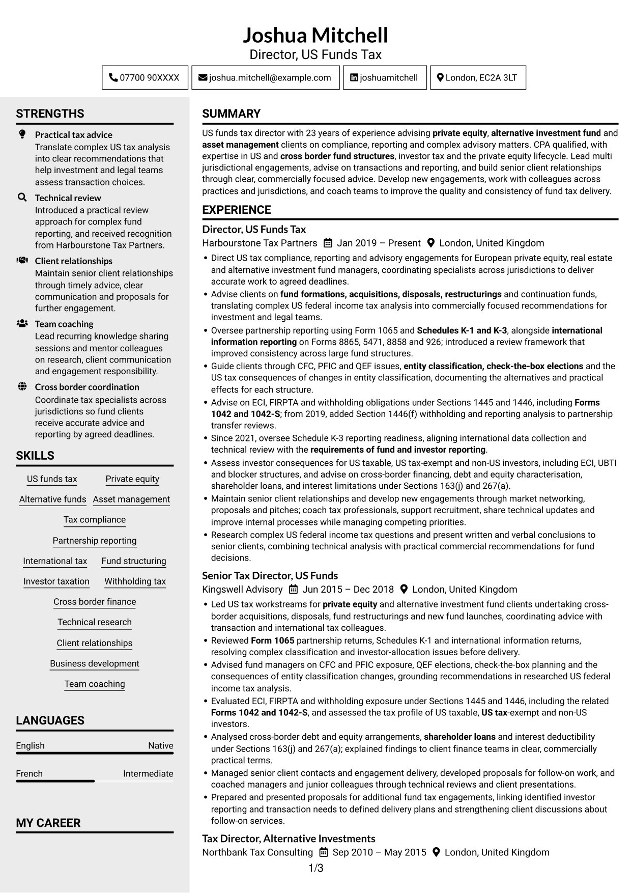 CV example — page 1