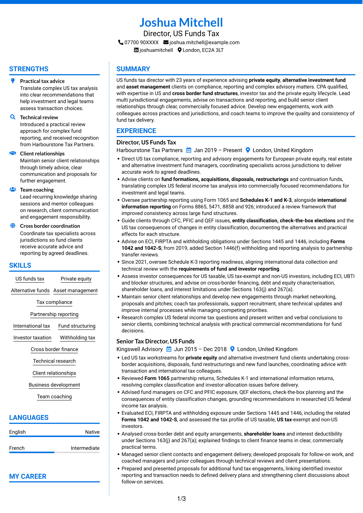 CV example — page 1