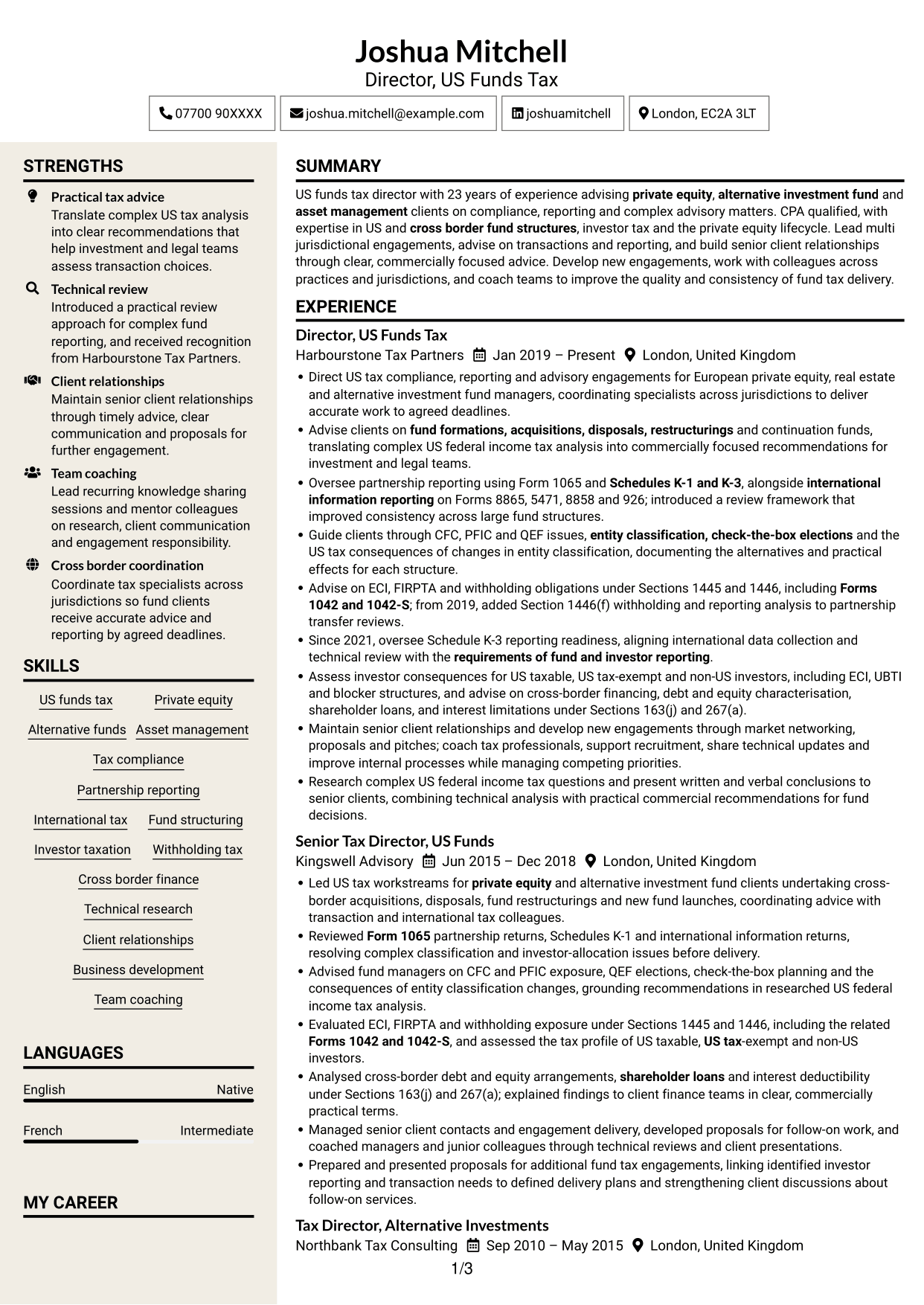 CV example — page 1