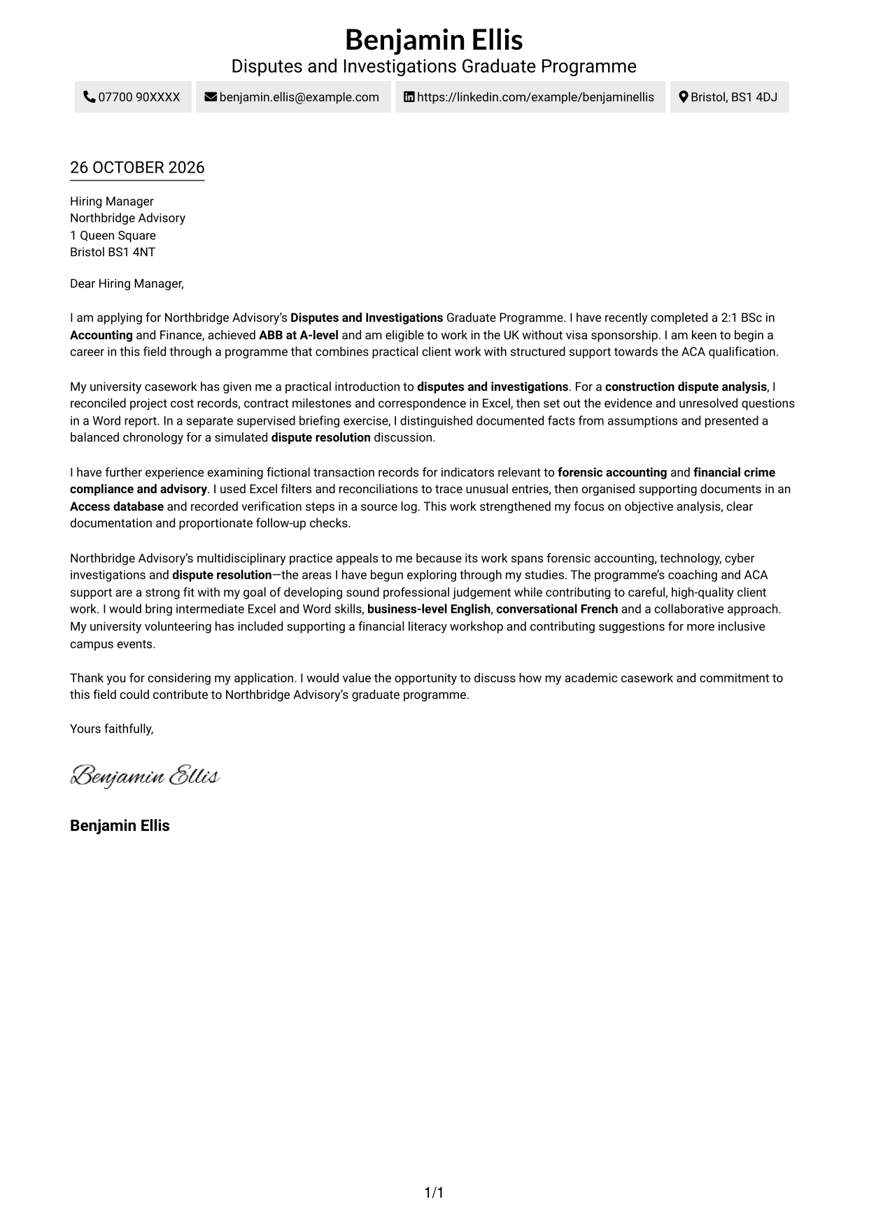 Cover letter example — page 1