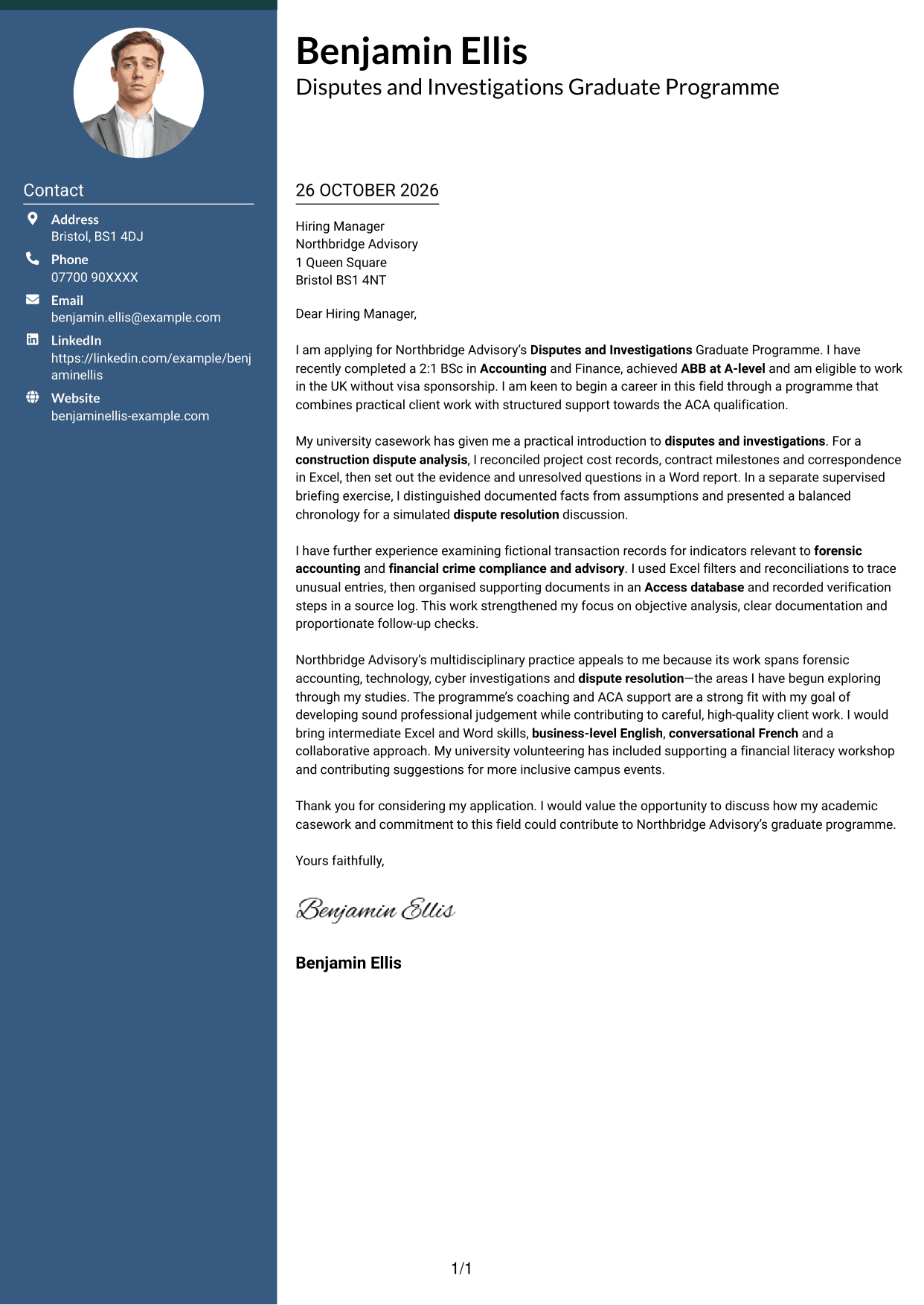 Cover letter example — page 1