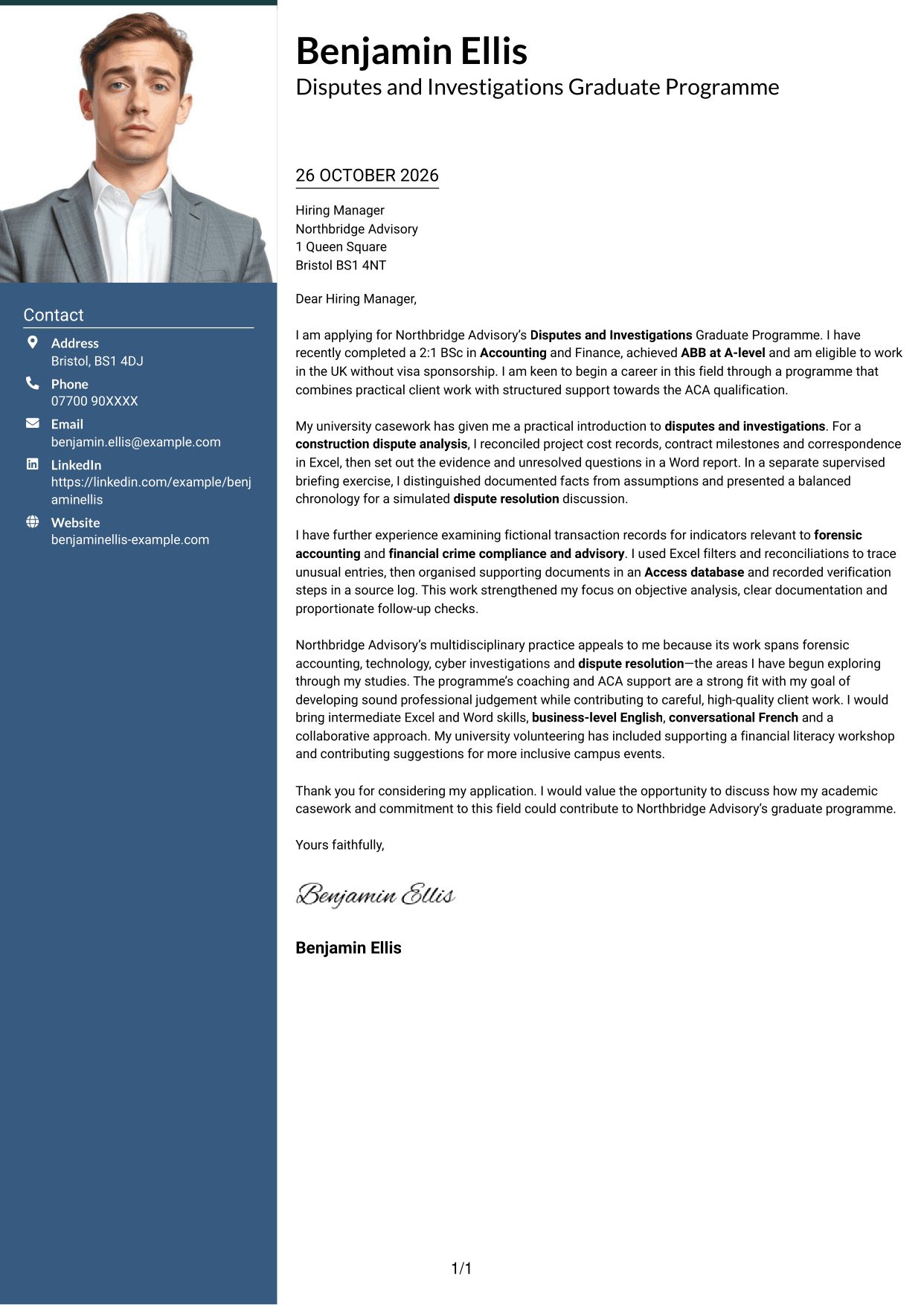 Cover letter example — page 1