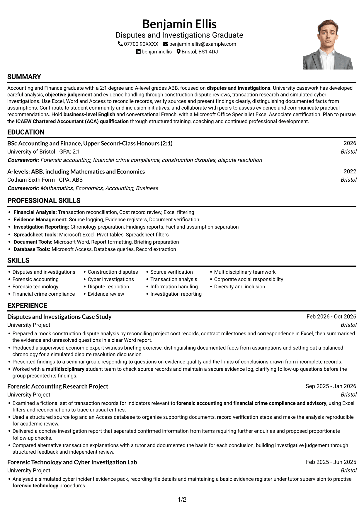 CV example — page 1