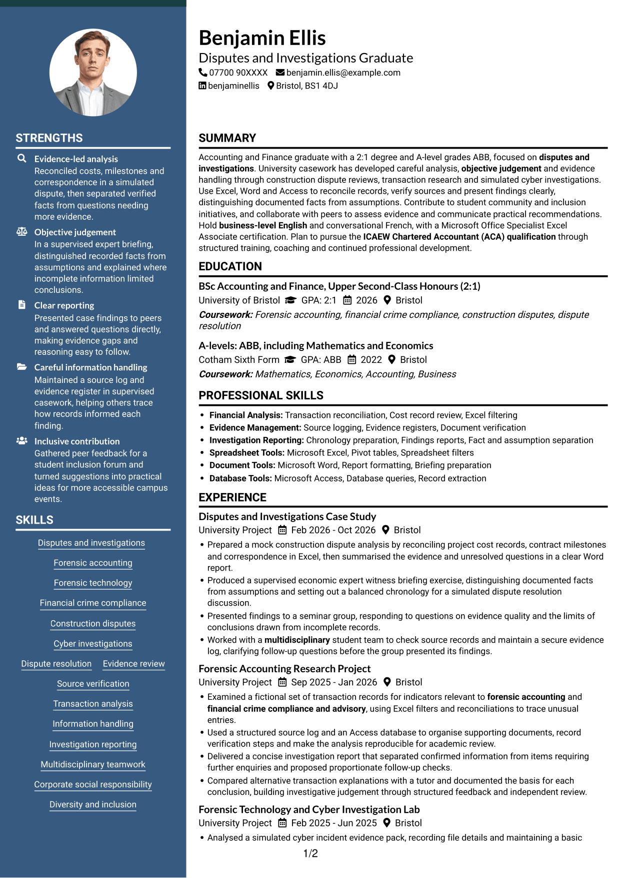 CV example — page 1