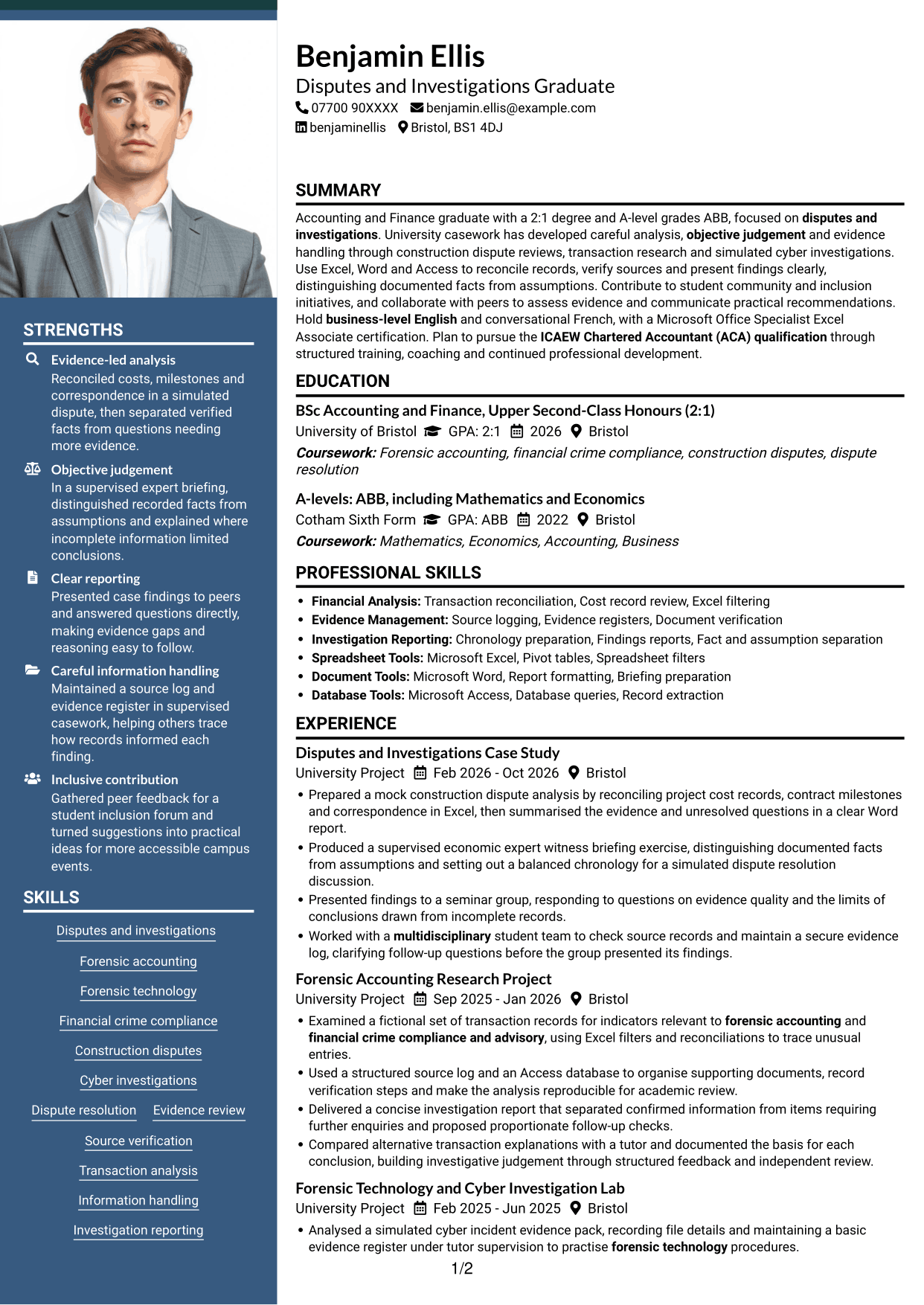 CV example — page 1
