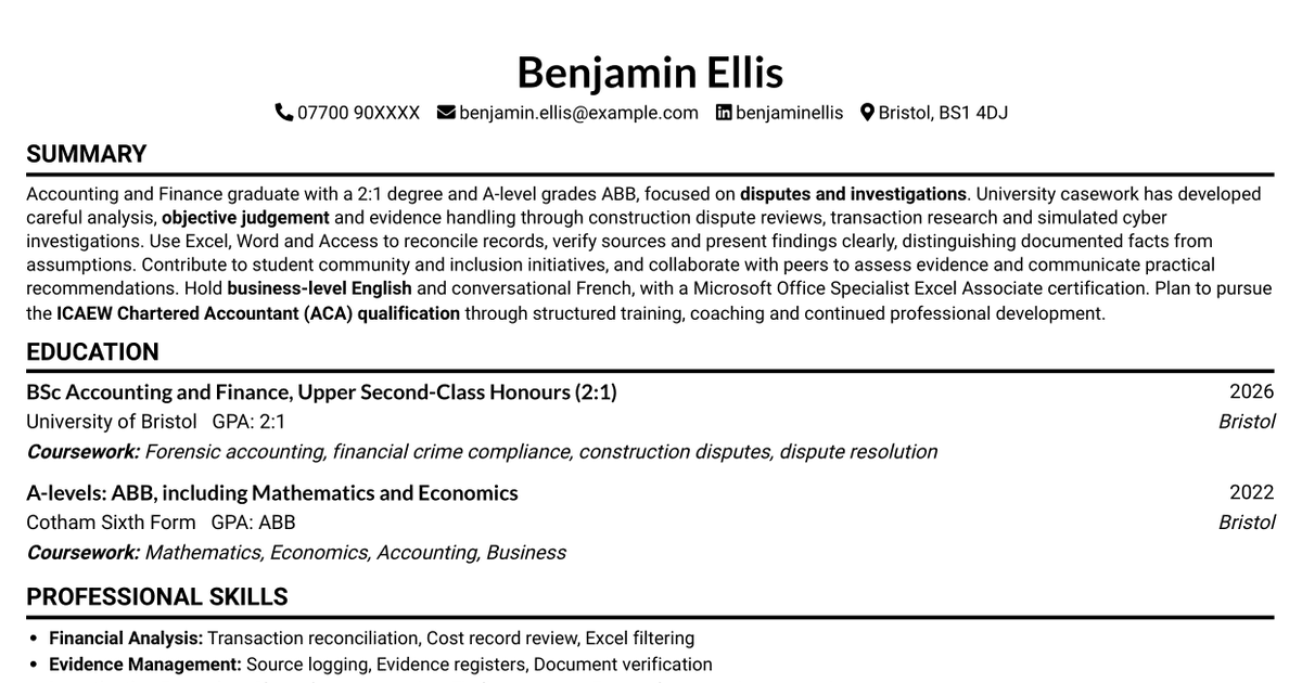 7 Disputes and Investigations Graduate Programme CV Templates with Example