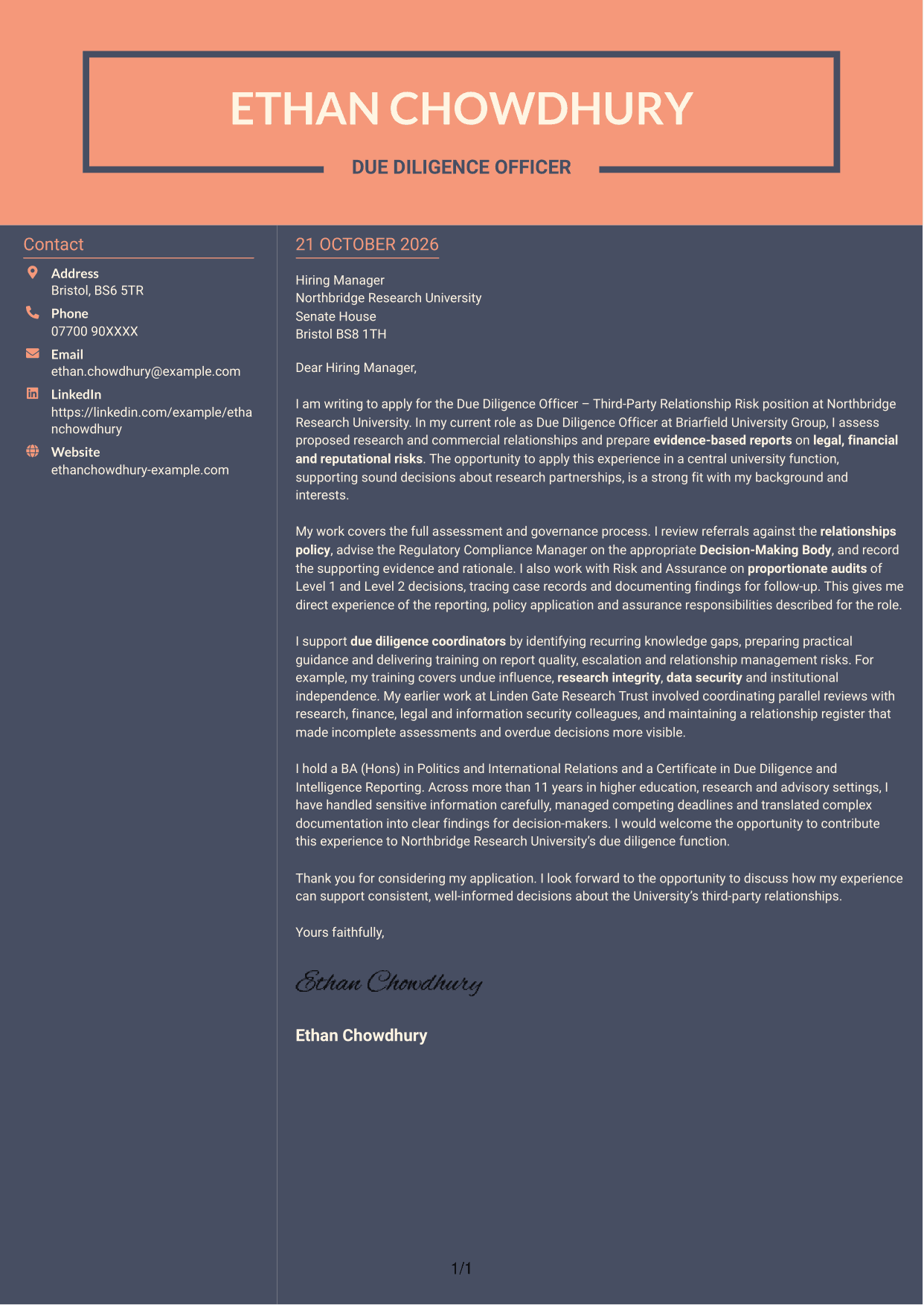 Cover letter example — page 1