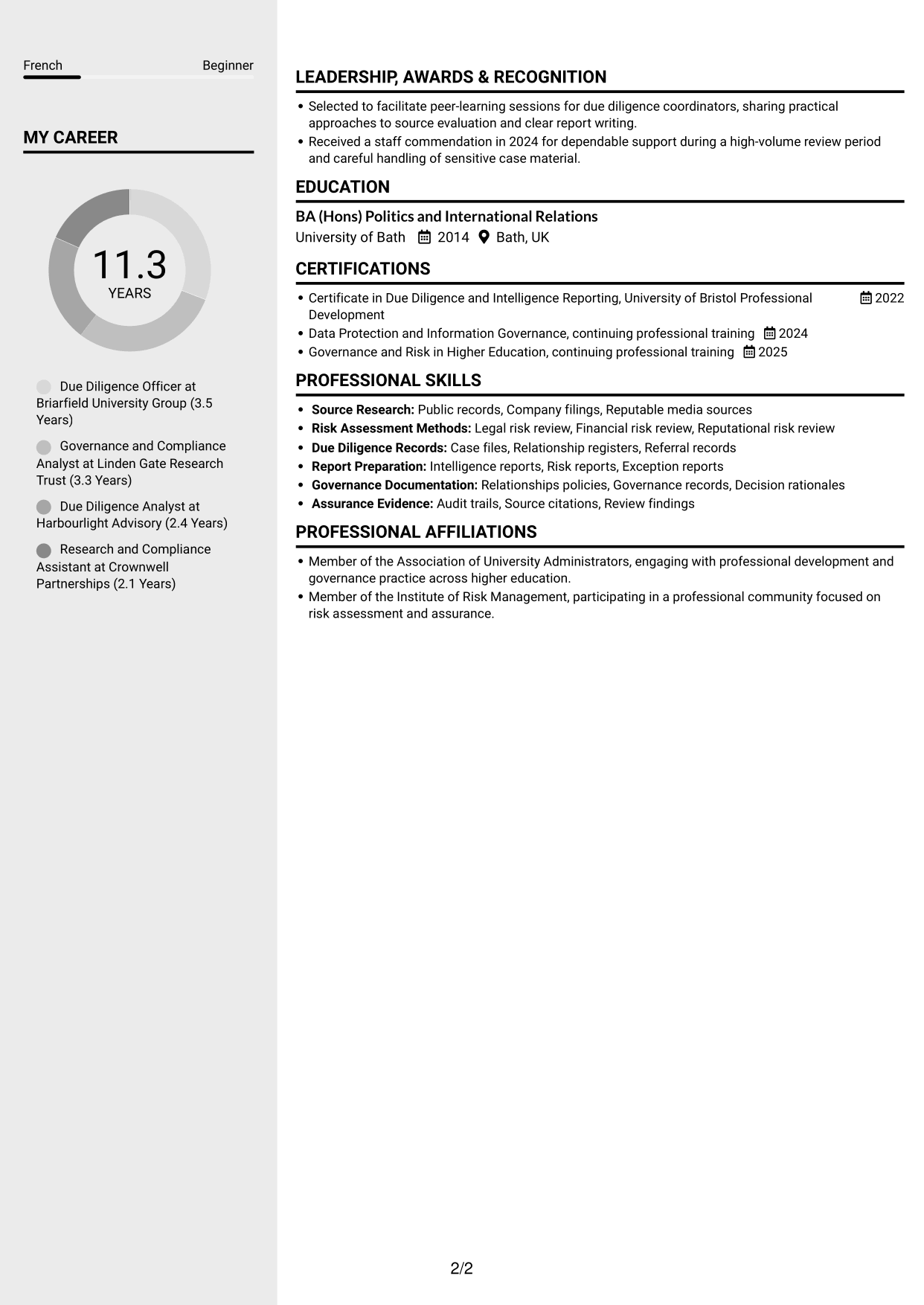 CV example — page 2