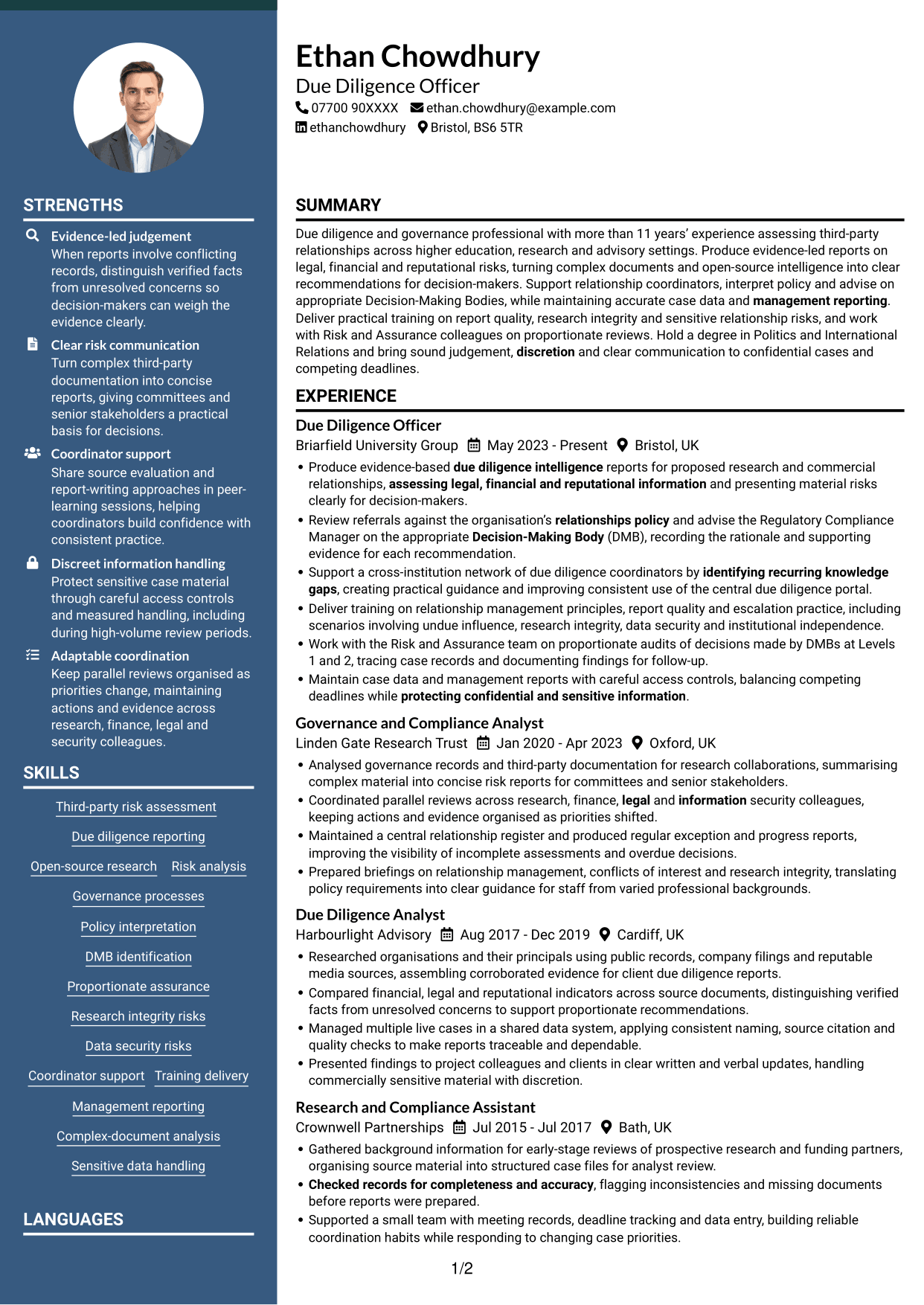 CV example — page 1