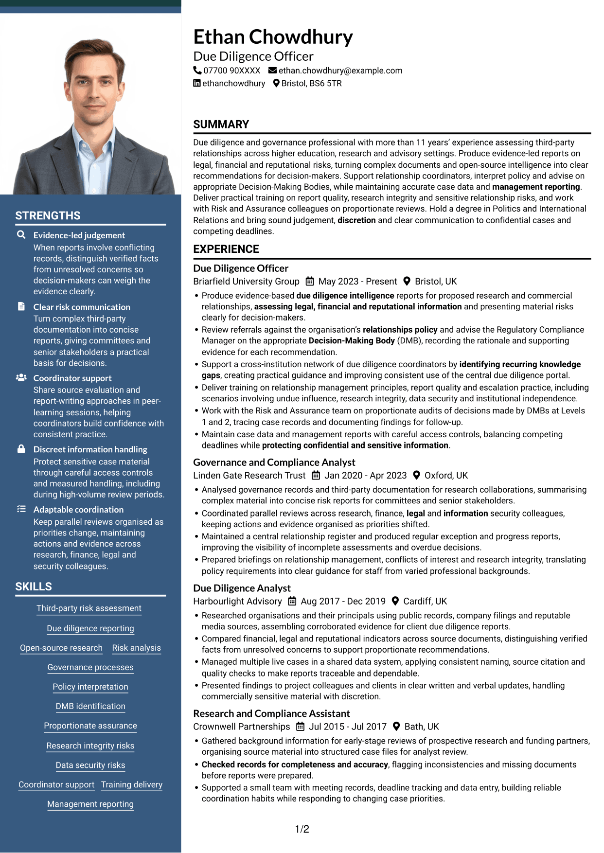 CV example — page 1