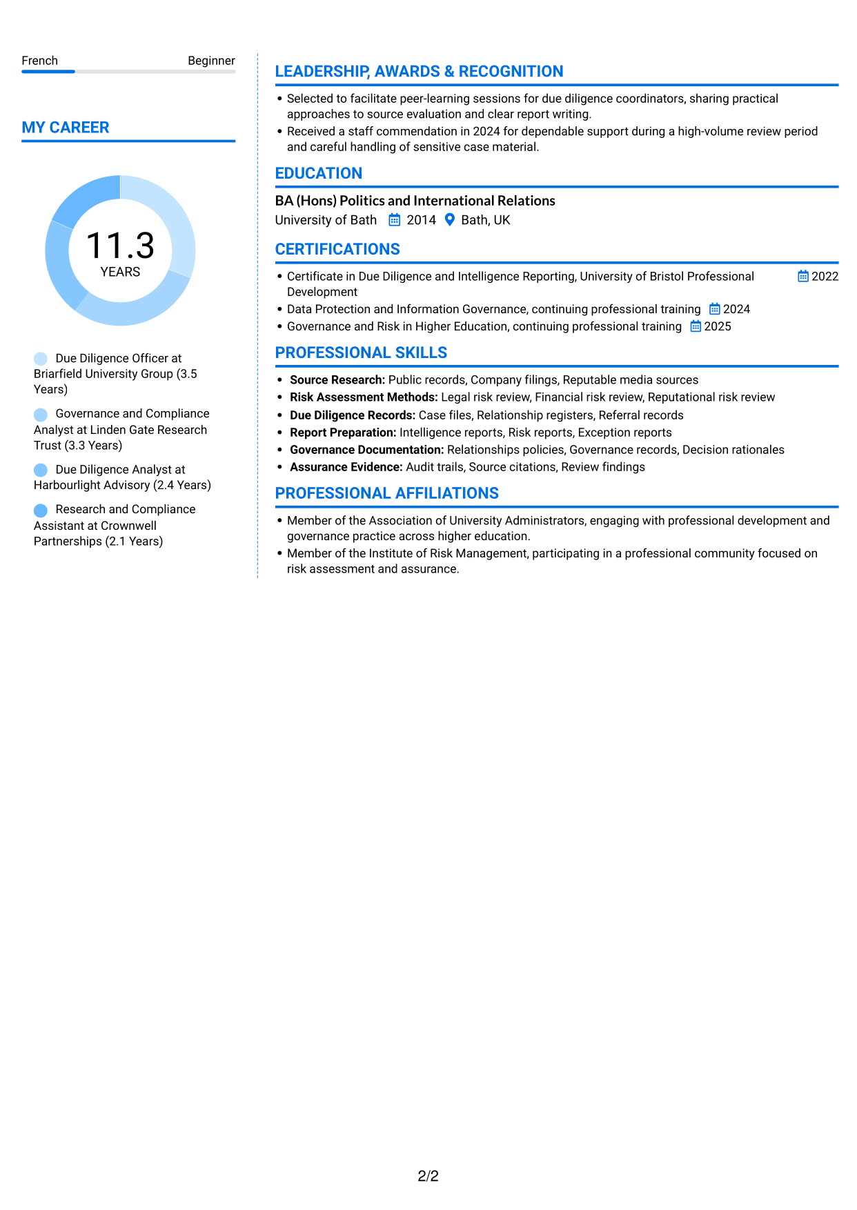 CV example — page 2