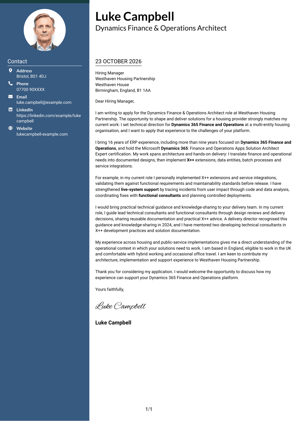 Cover letter example — page 1
