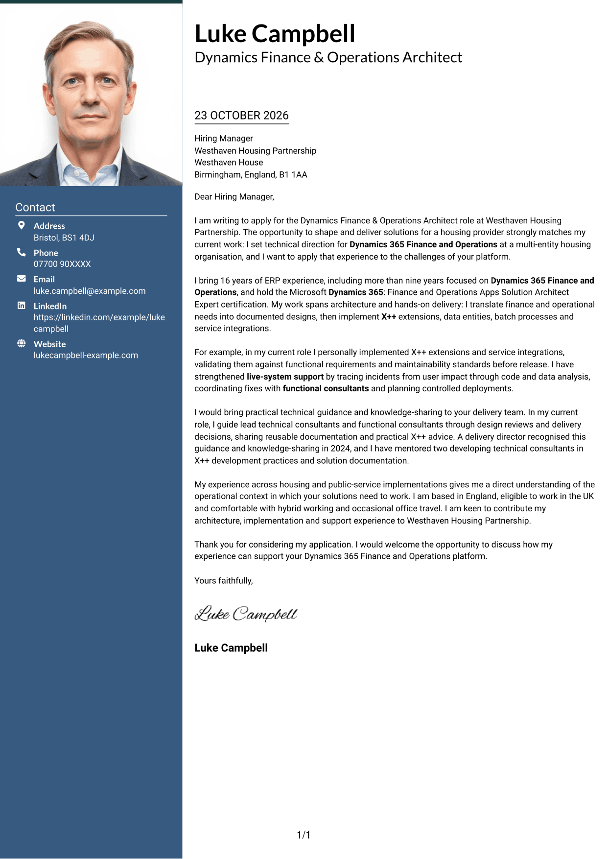 Cover letter example — page 1