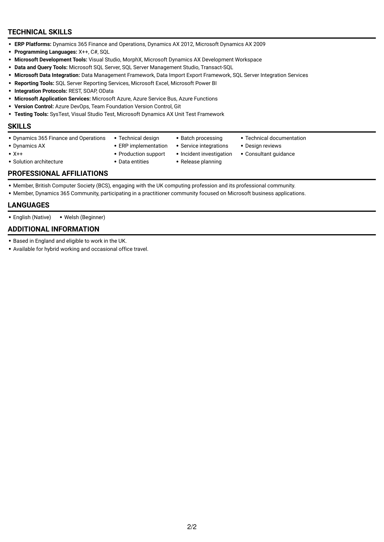 CV example — page 2