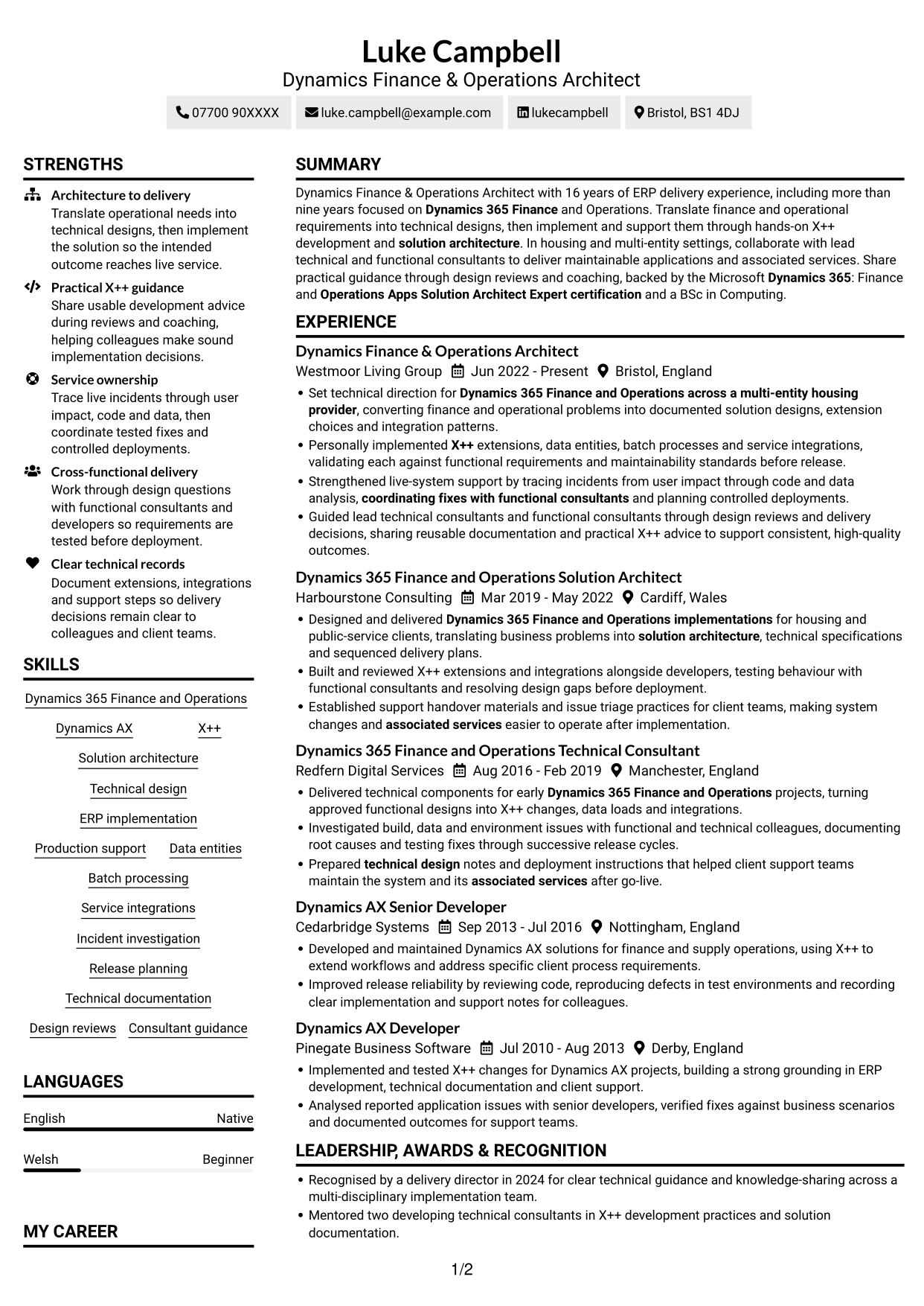 CV example — page 1