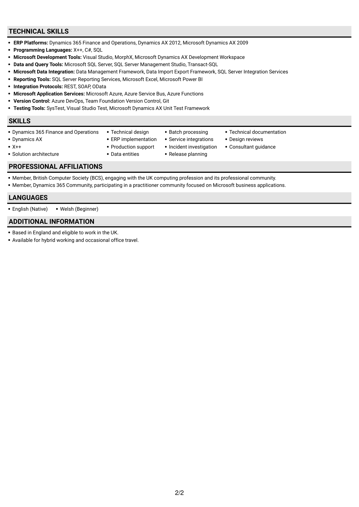 CV example — page 2