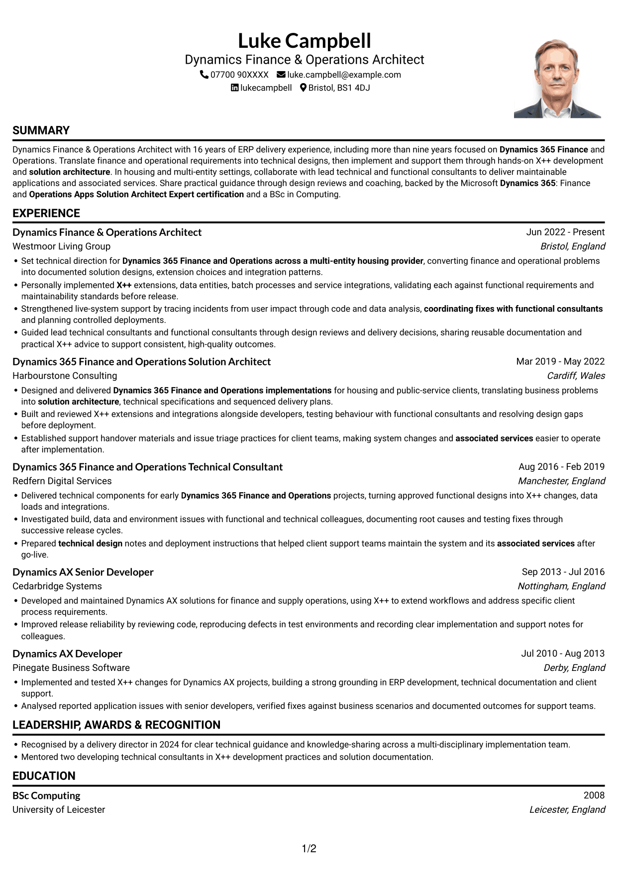CV example — page 1