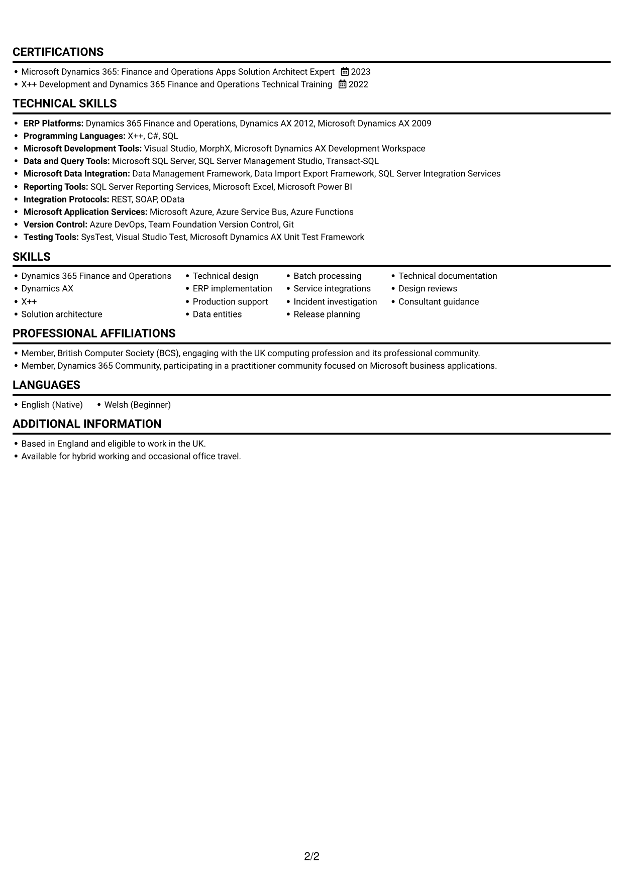 CV example — page 2