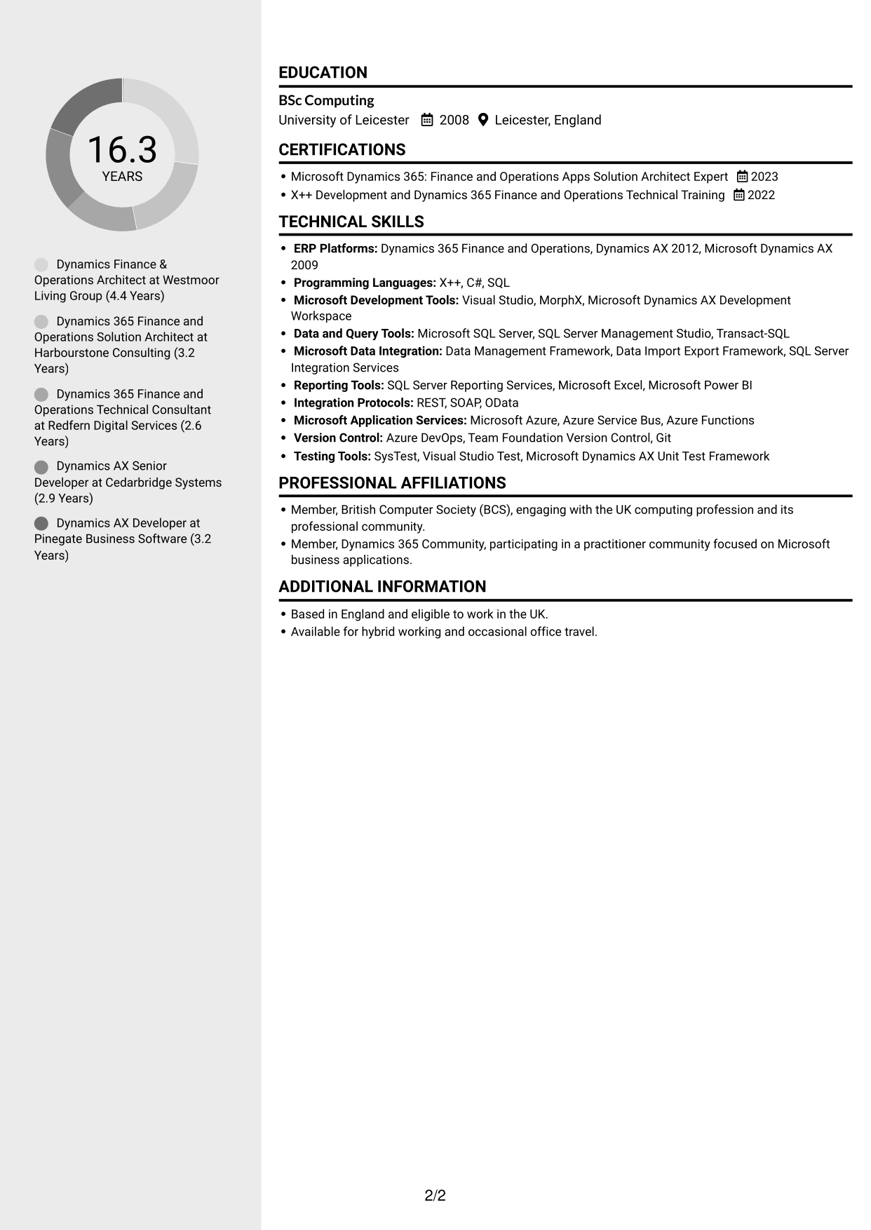 CV example — page 2