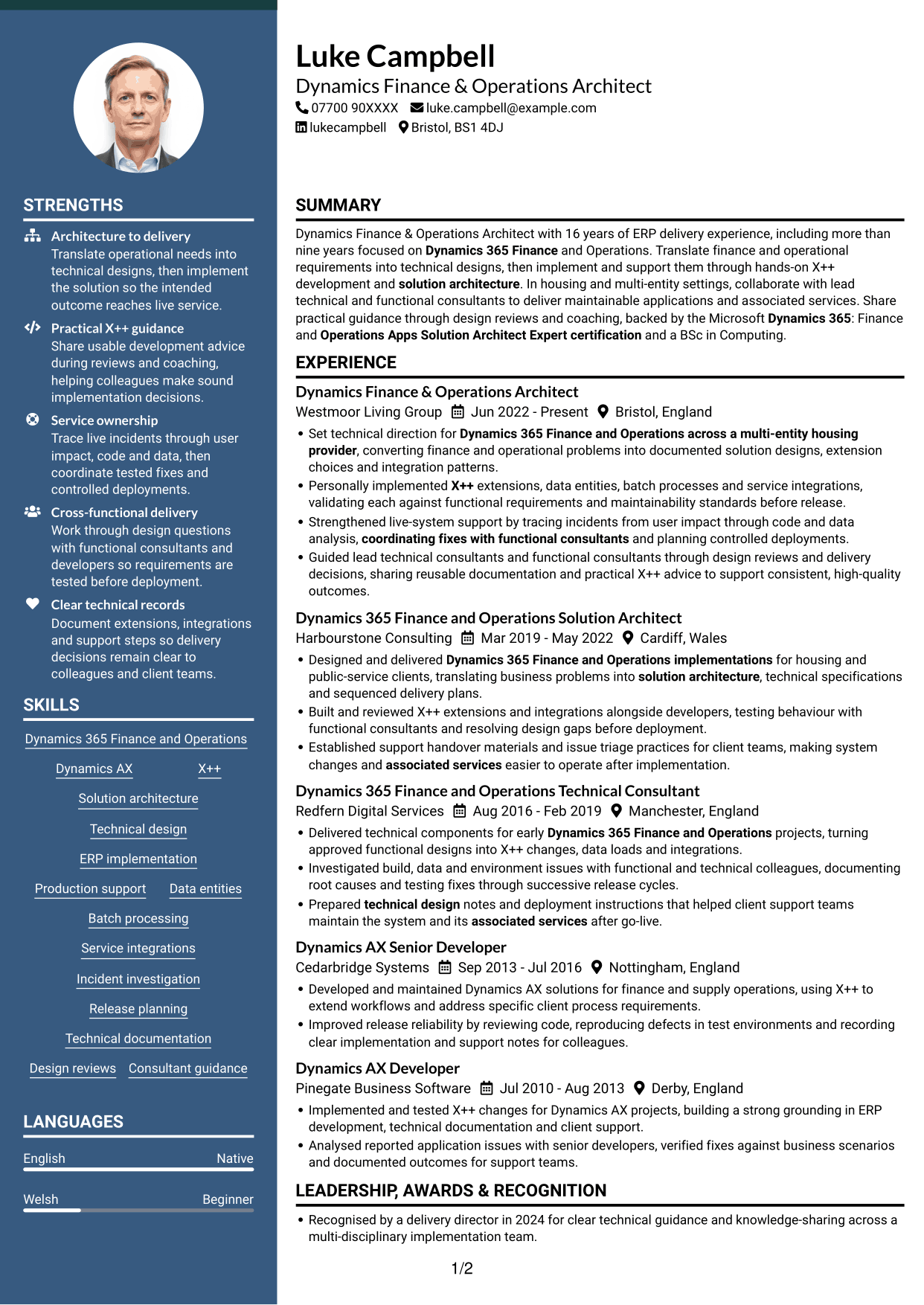 CV example — page 1