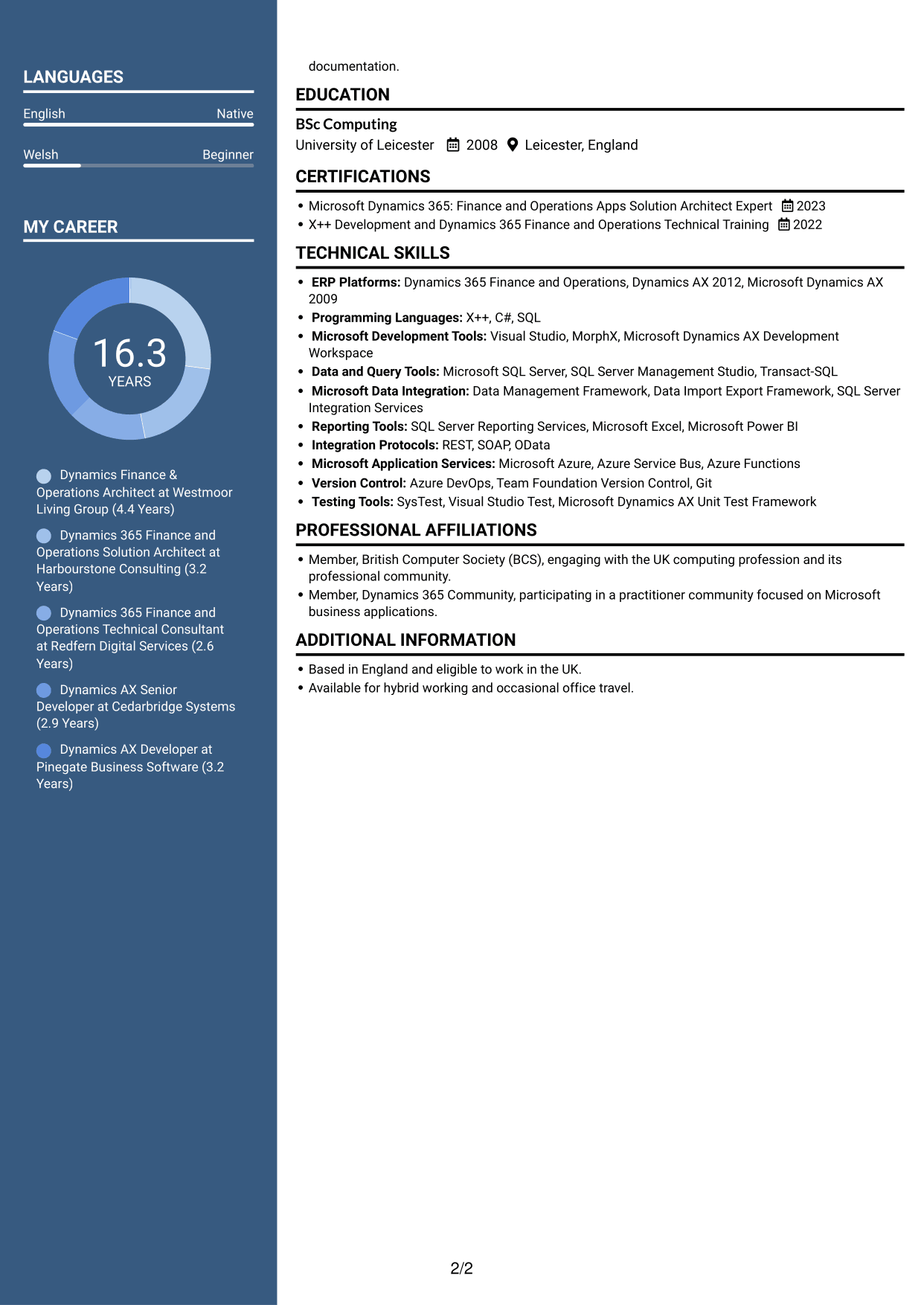 CV example — page 2