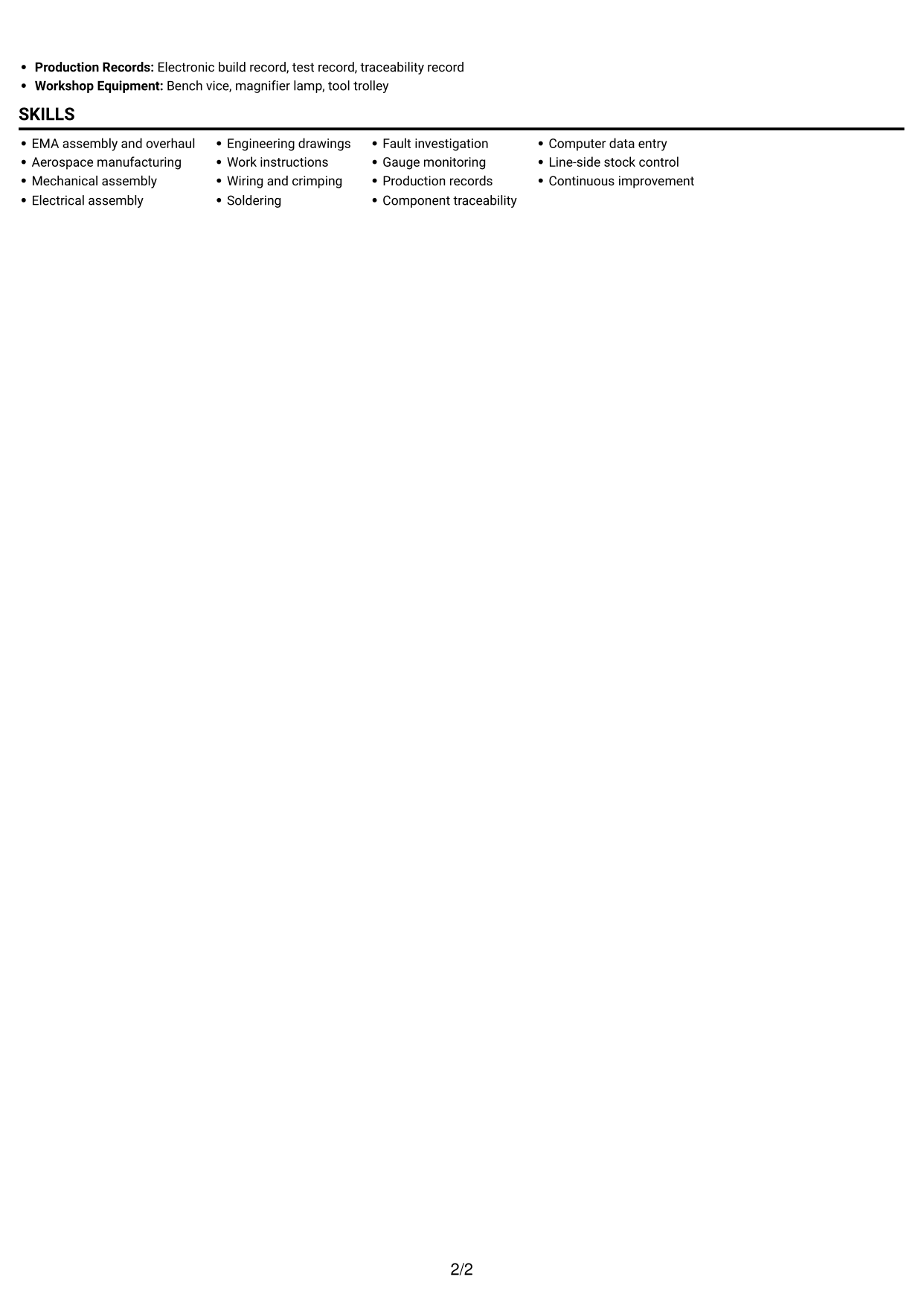 CV example — page 2