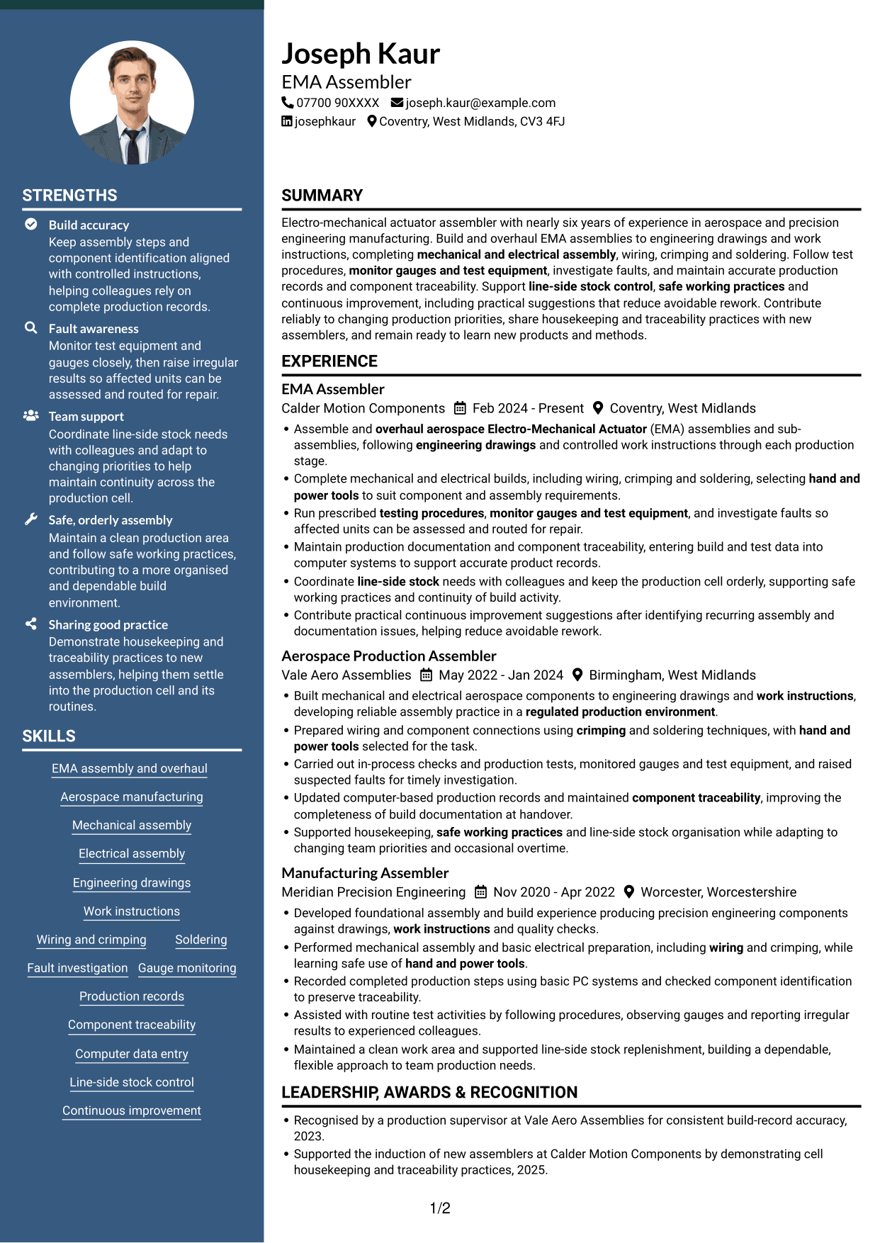 CV example — page 1