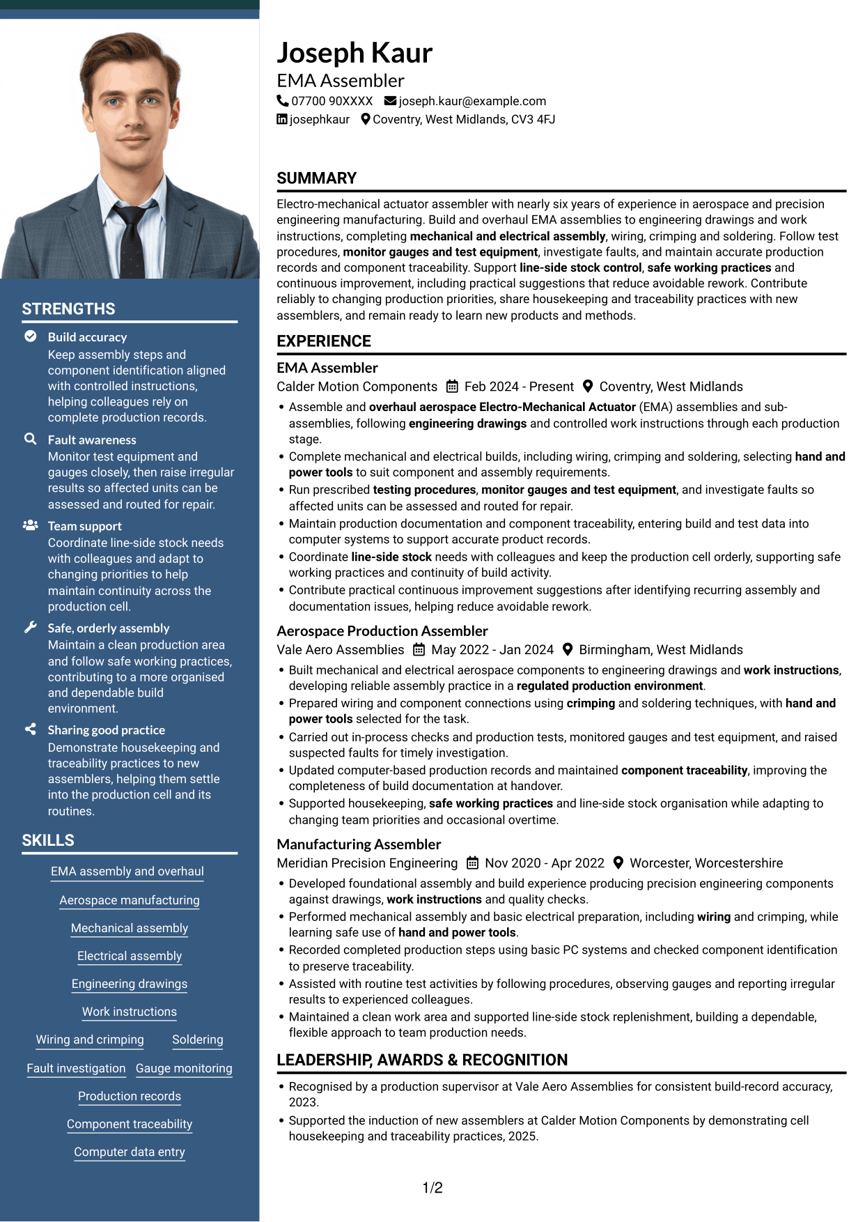CV example — page 1