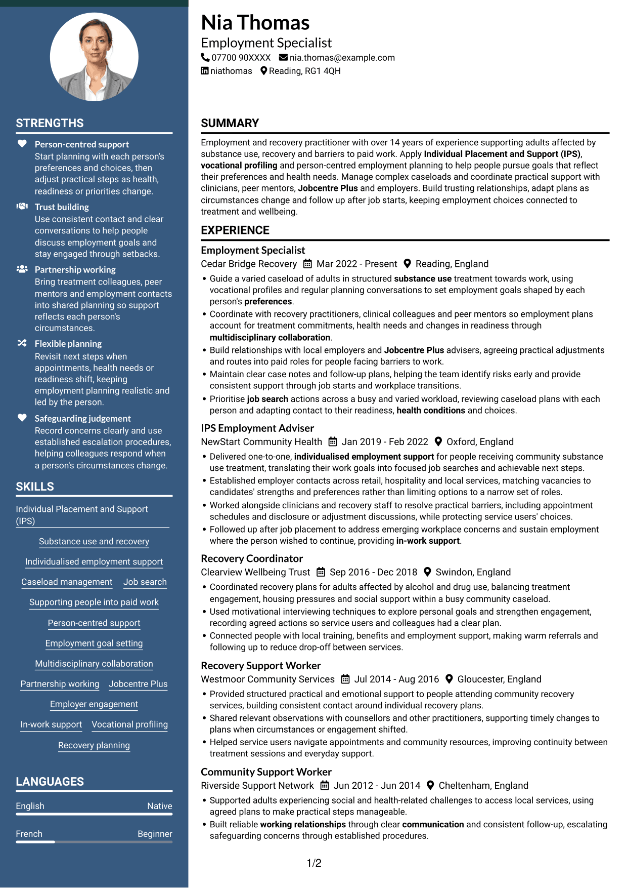 CV example — page 1