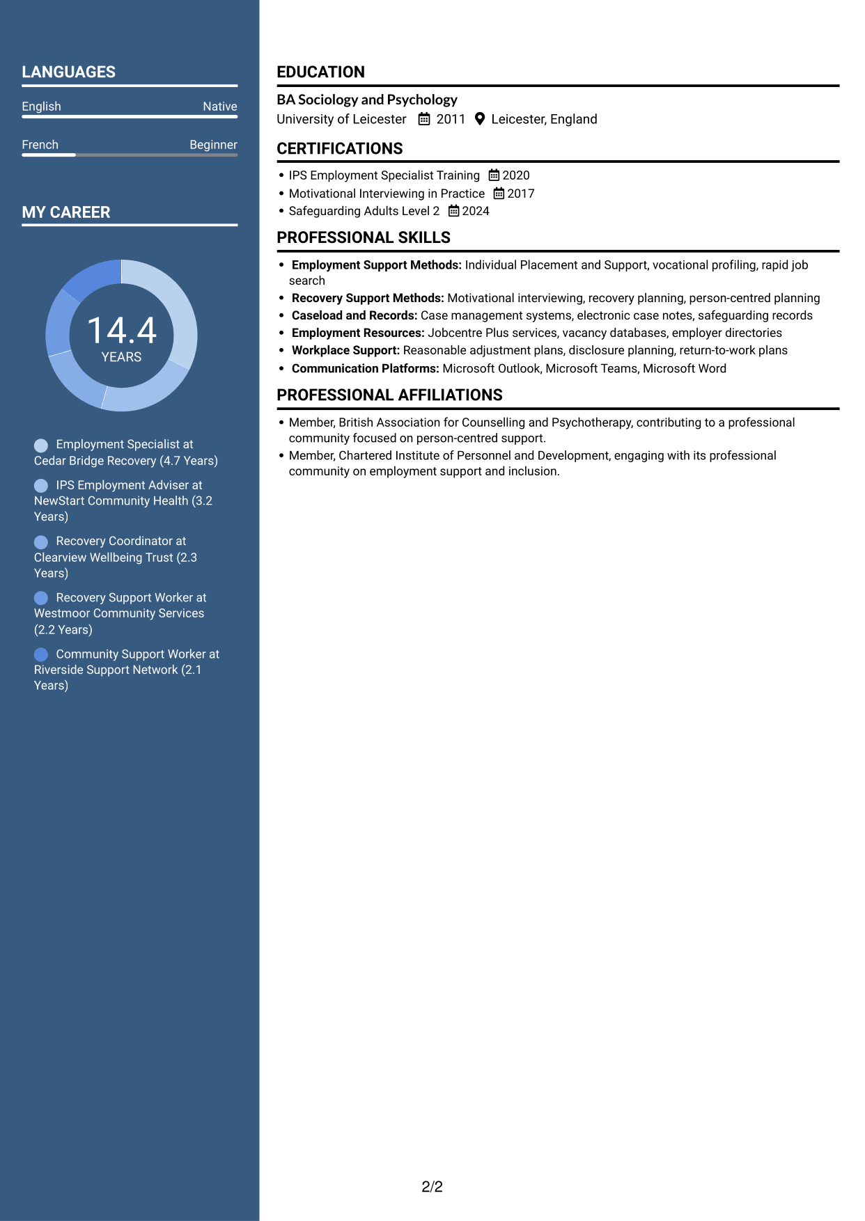 CV example — page 2