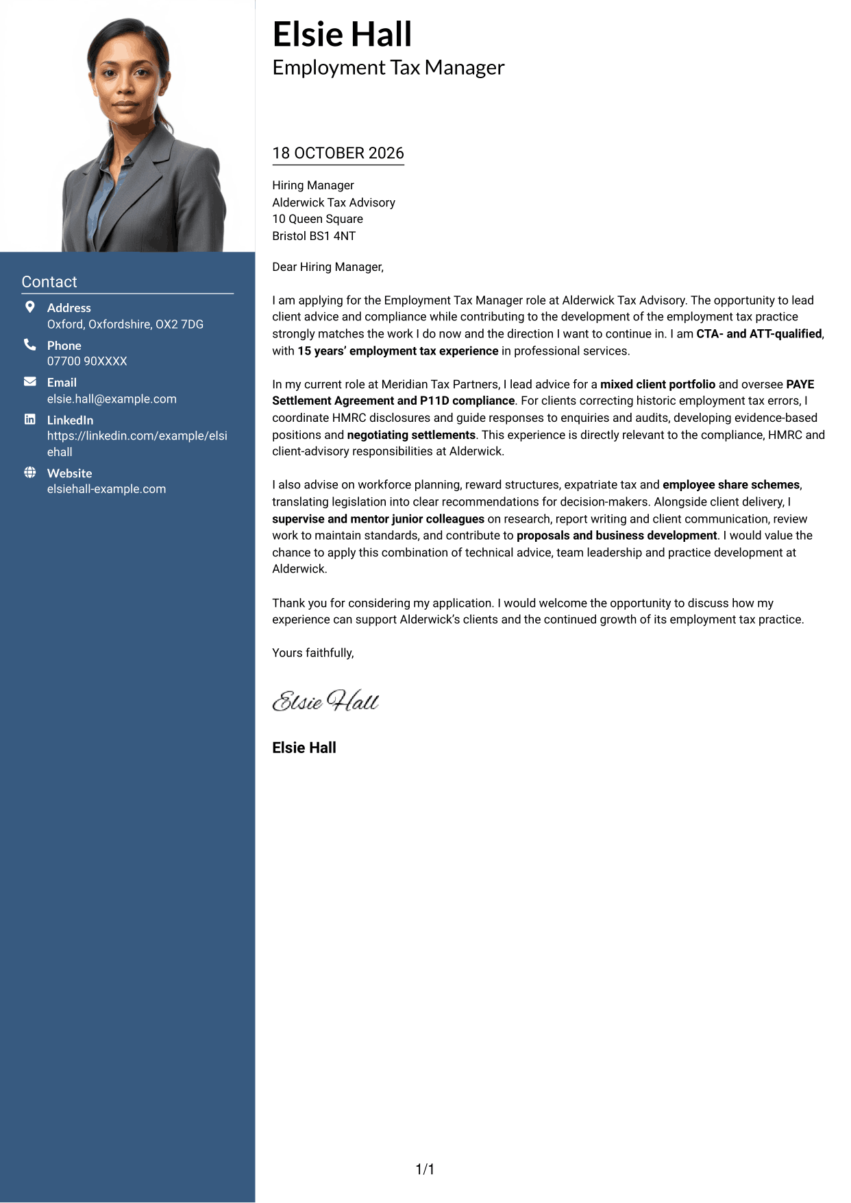 Cover letter example — page 1