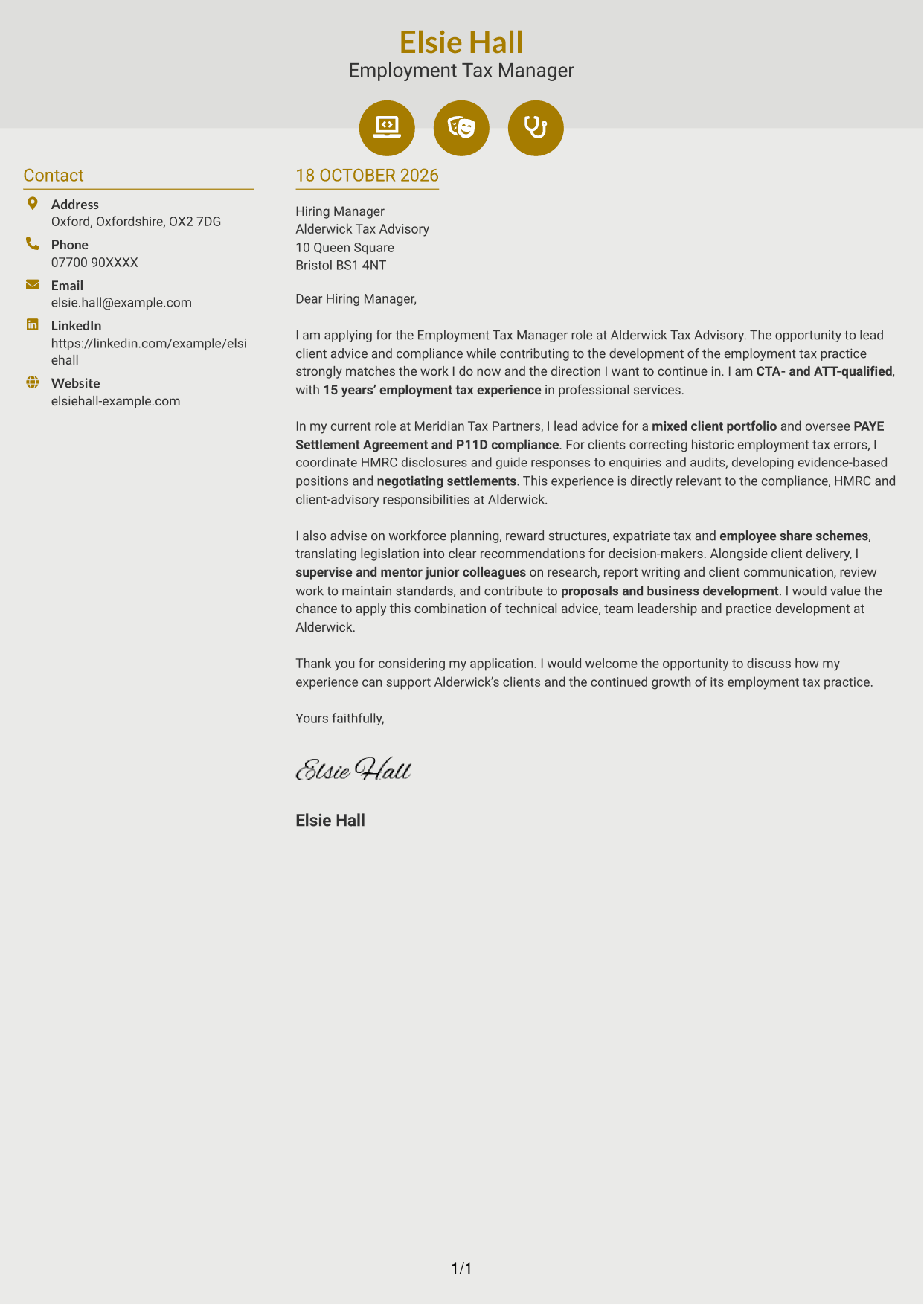 Cover letter example — page 1