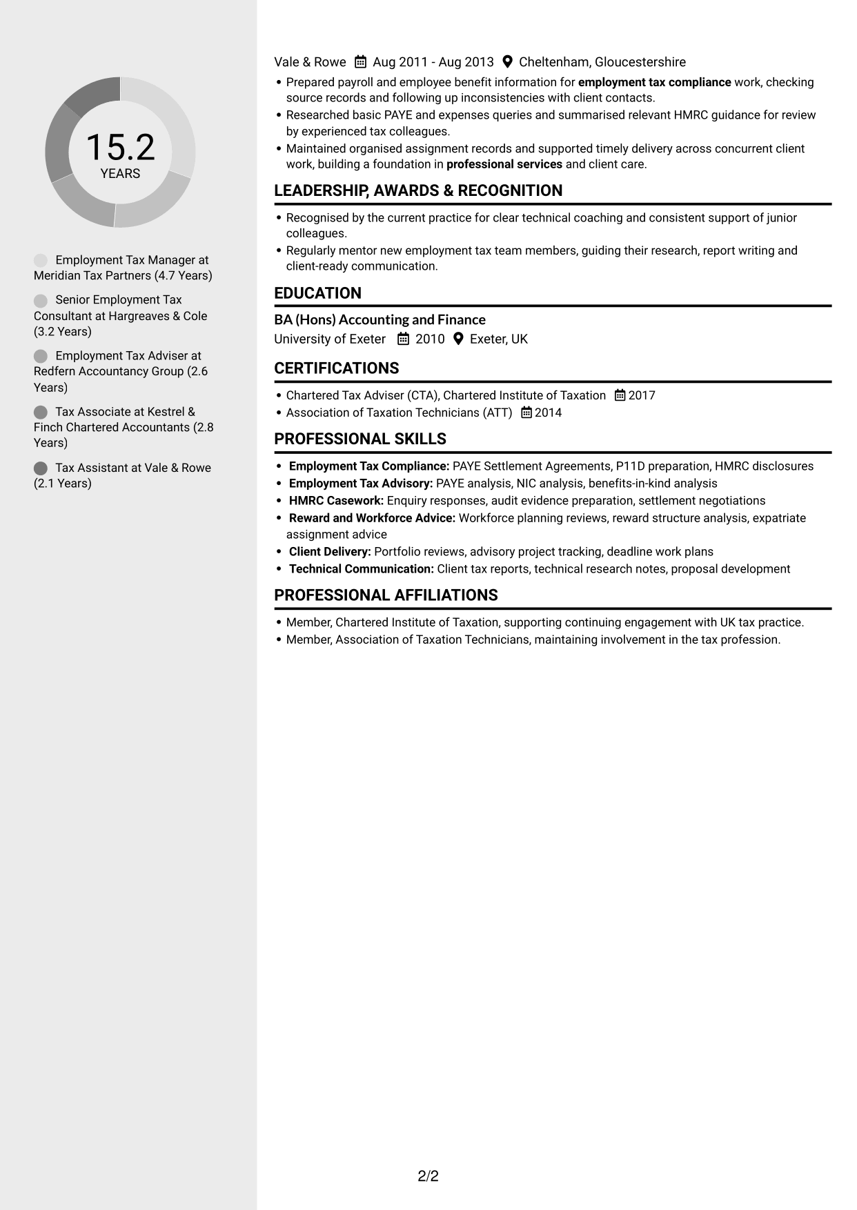 CV example — page 2