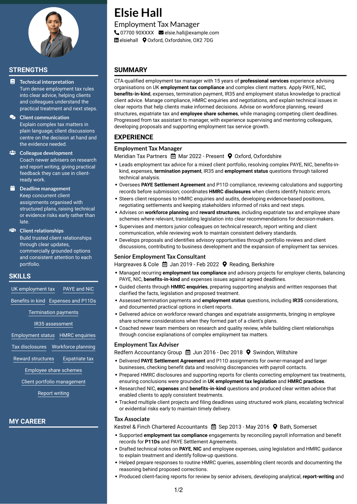 CV example — page 1