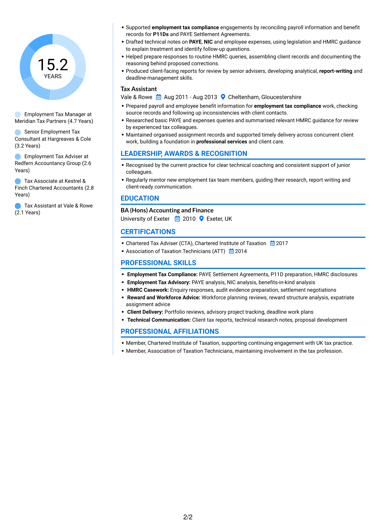 CV example — page 2