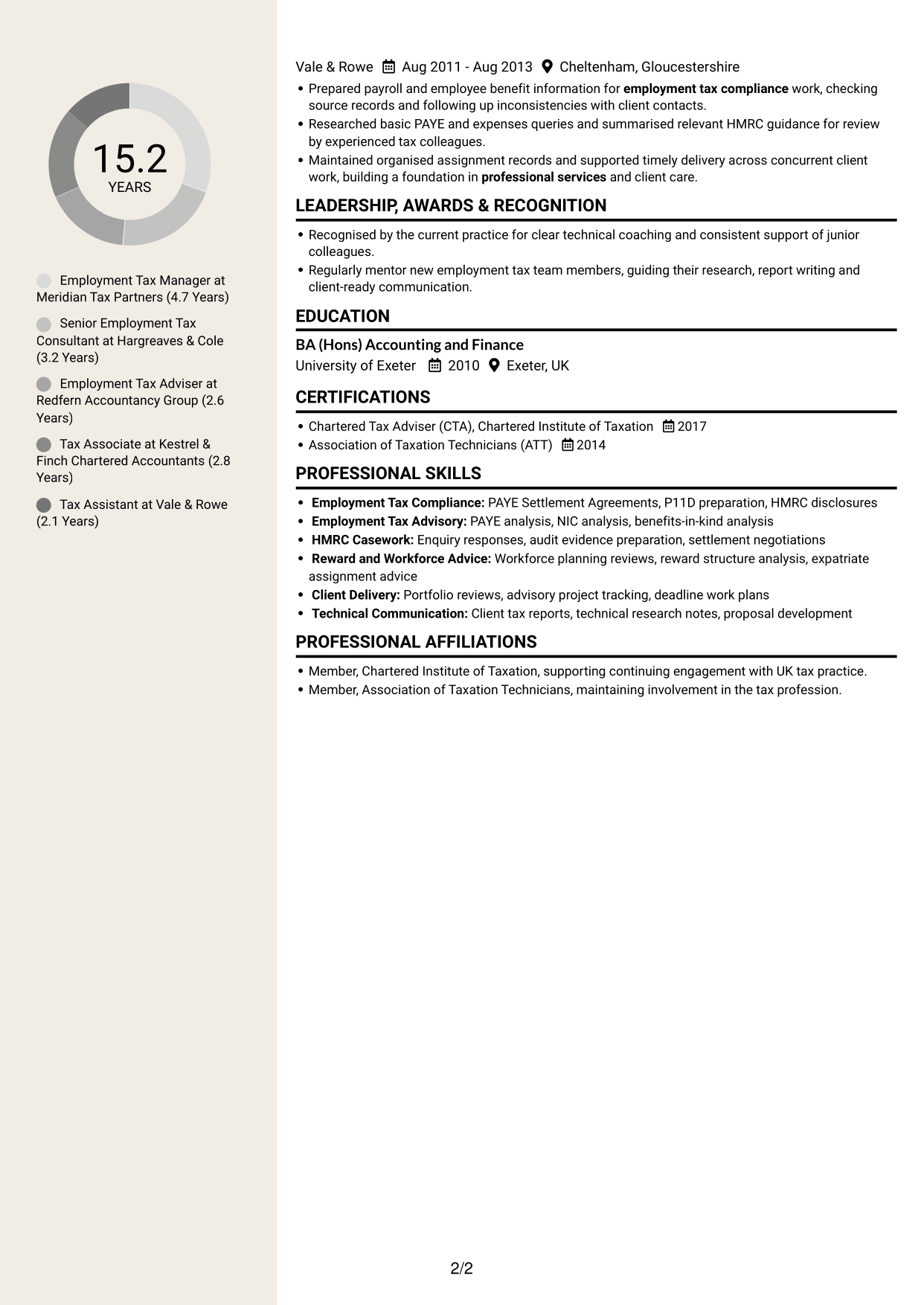 CV example — page 2