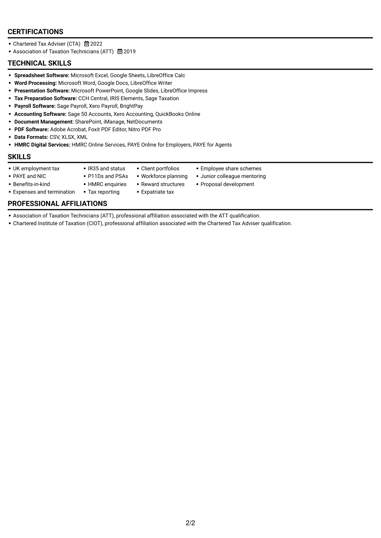 CV example — page 2