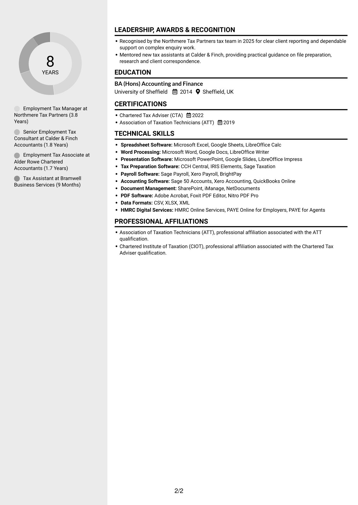 CV example — page 2