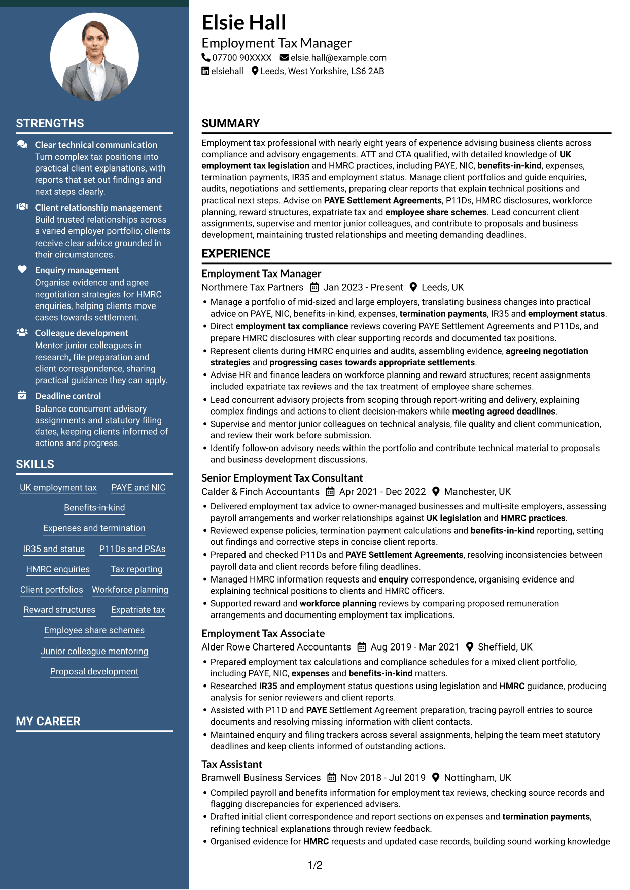 CV example — page 1