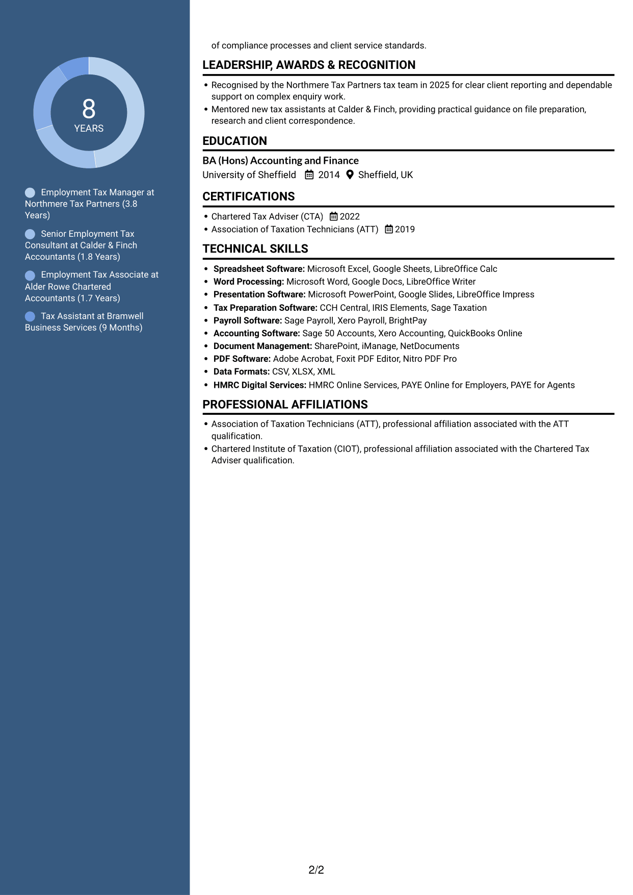 CV example — page 2