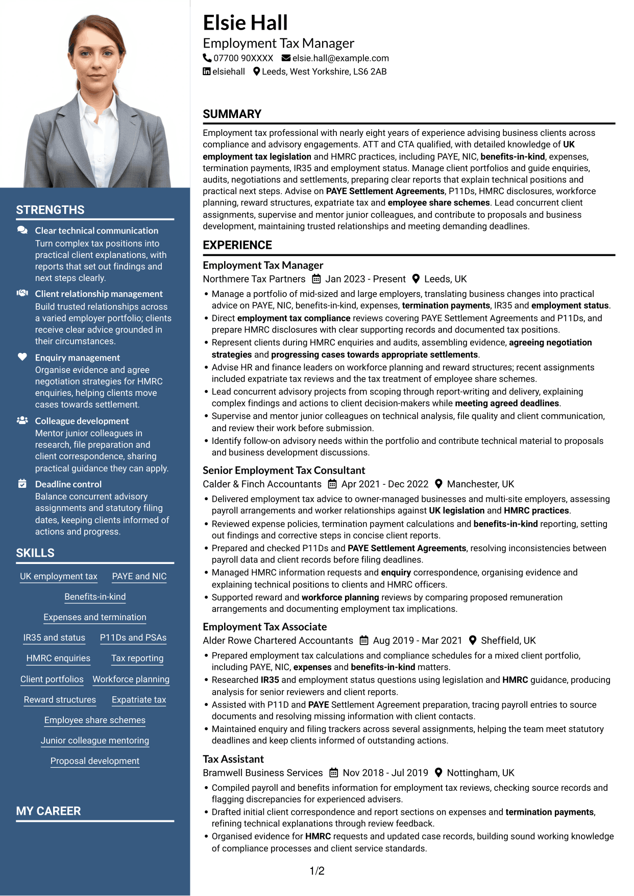 CV example — page 1