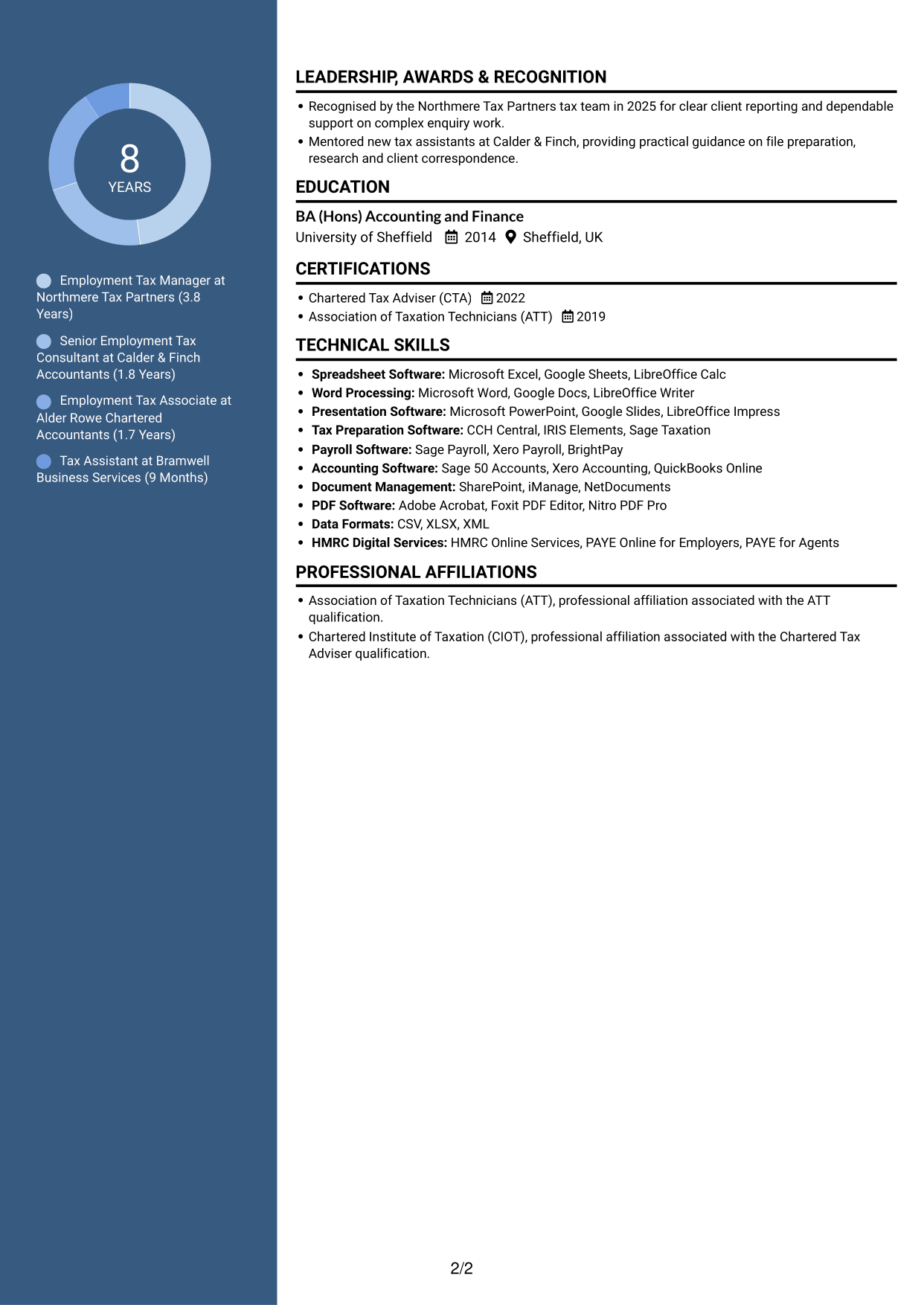CV example — page 2