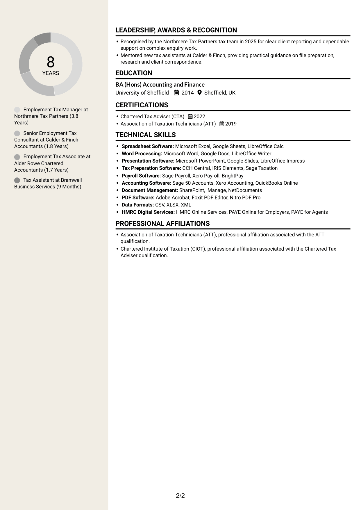 CV example — page 2