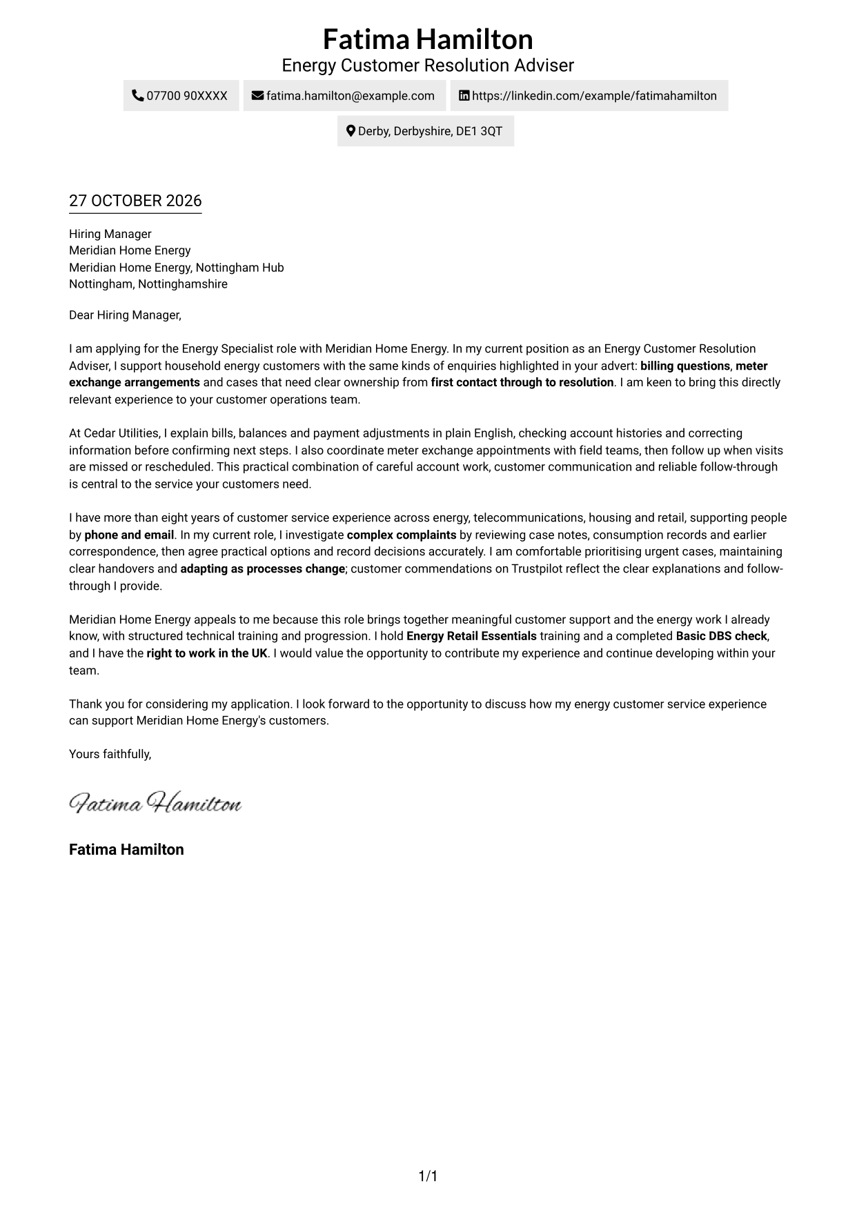 Cover letter example — page 1