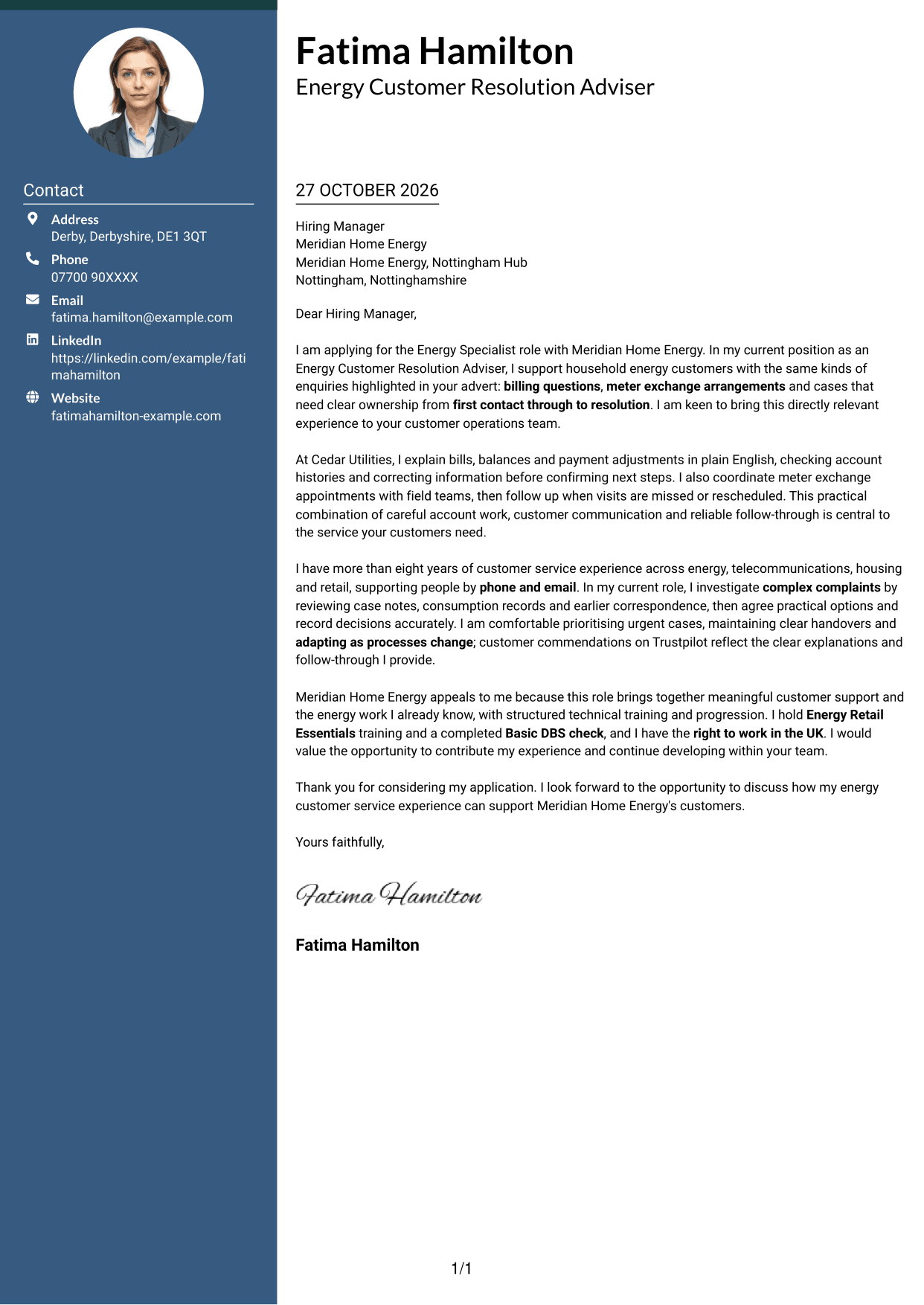 Cover letter example — page 1