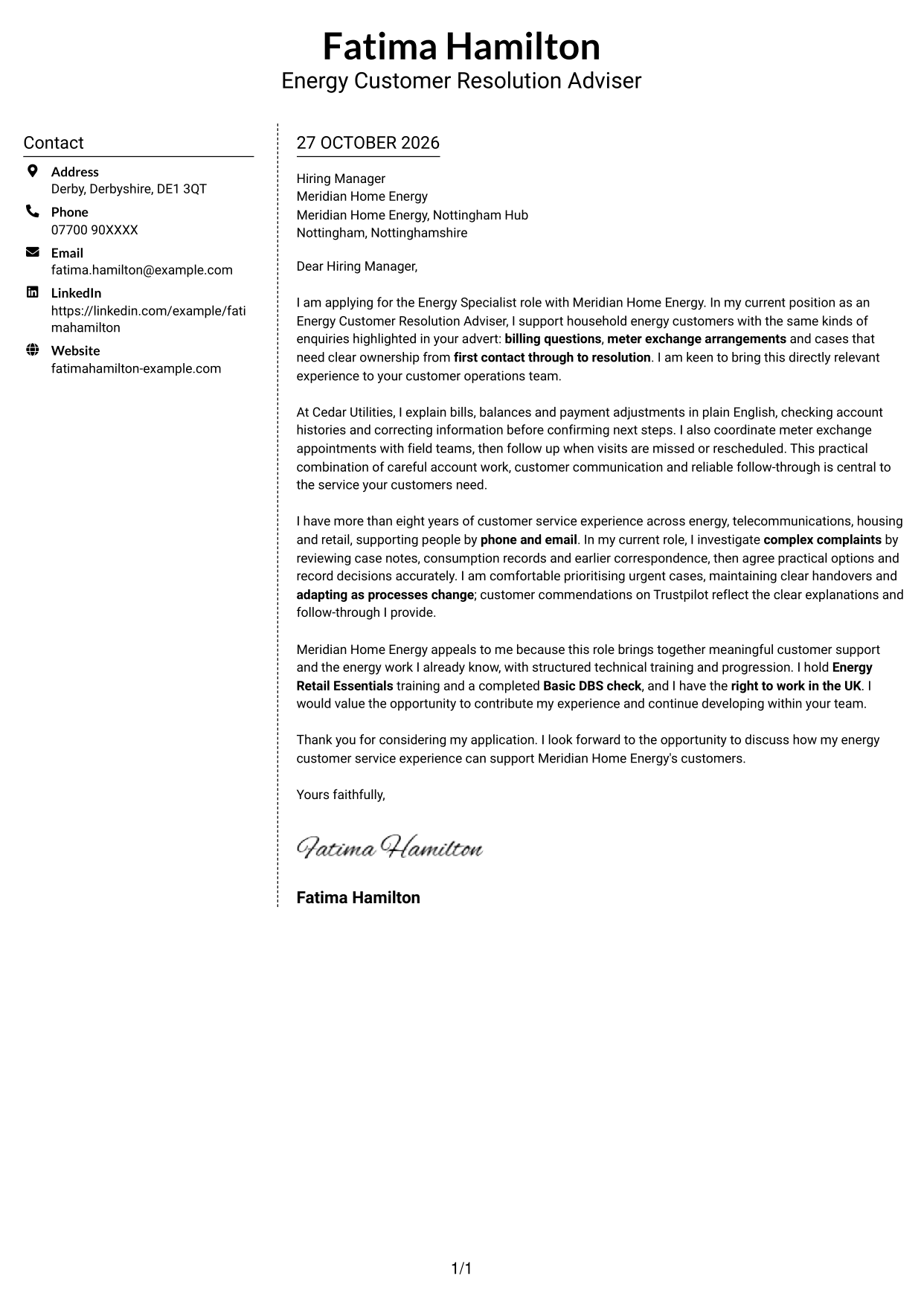 Cover letter example — page 1